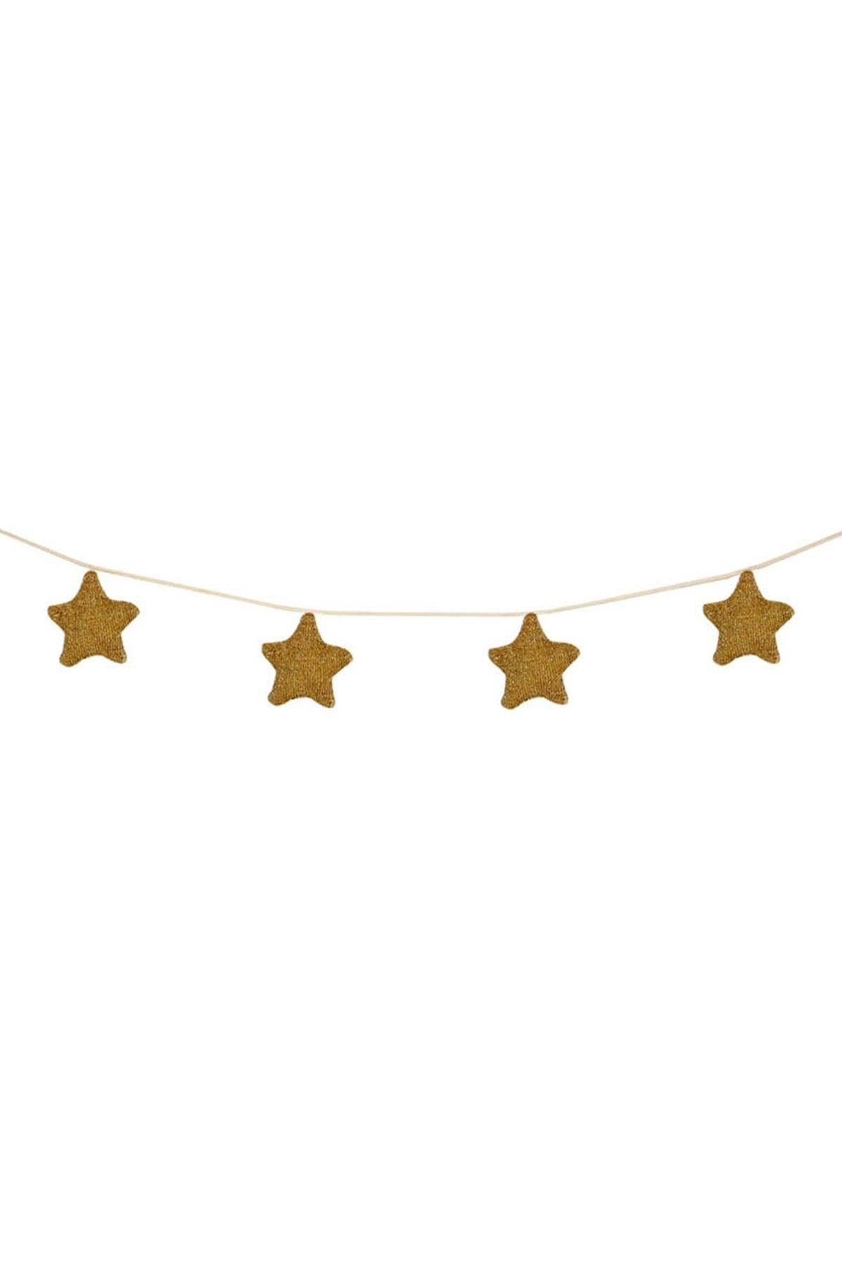 Meri Meri - Gold Knitted Star Garland - Altın Yıldızlı Asılan Süs Çok Renkli