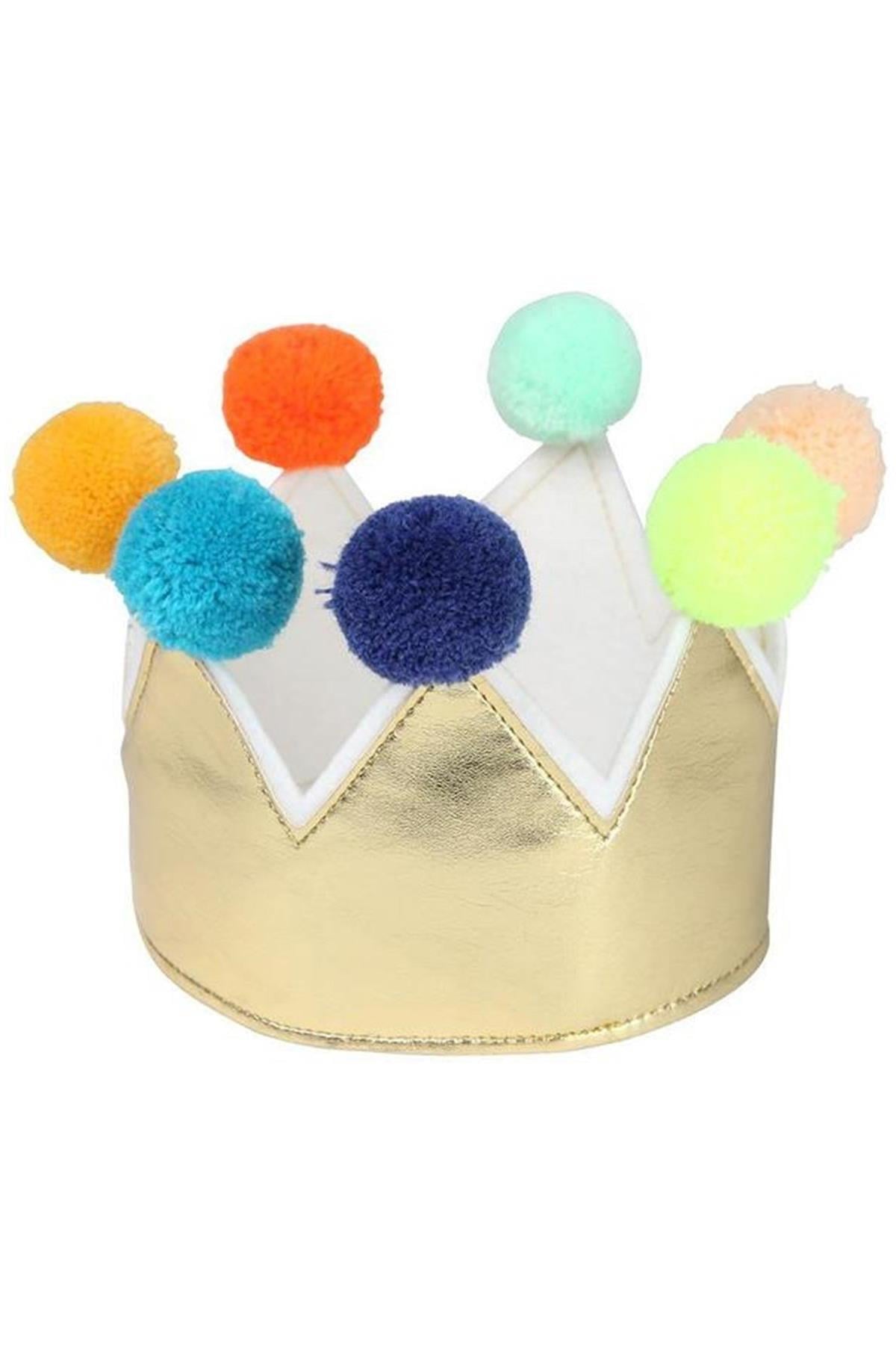 Meri Meri - Gold Pompom Crown - Altın Ponpon Taç Çok Renkli