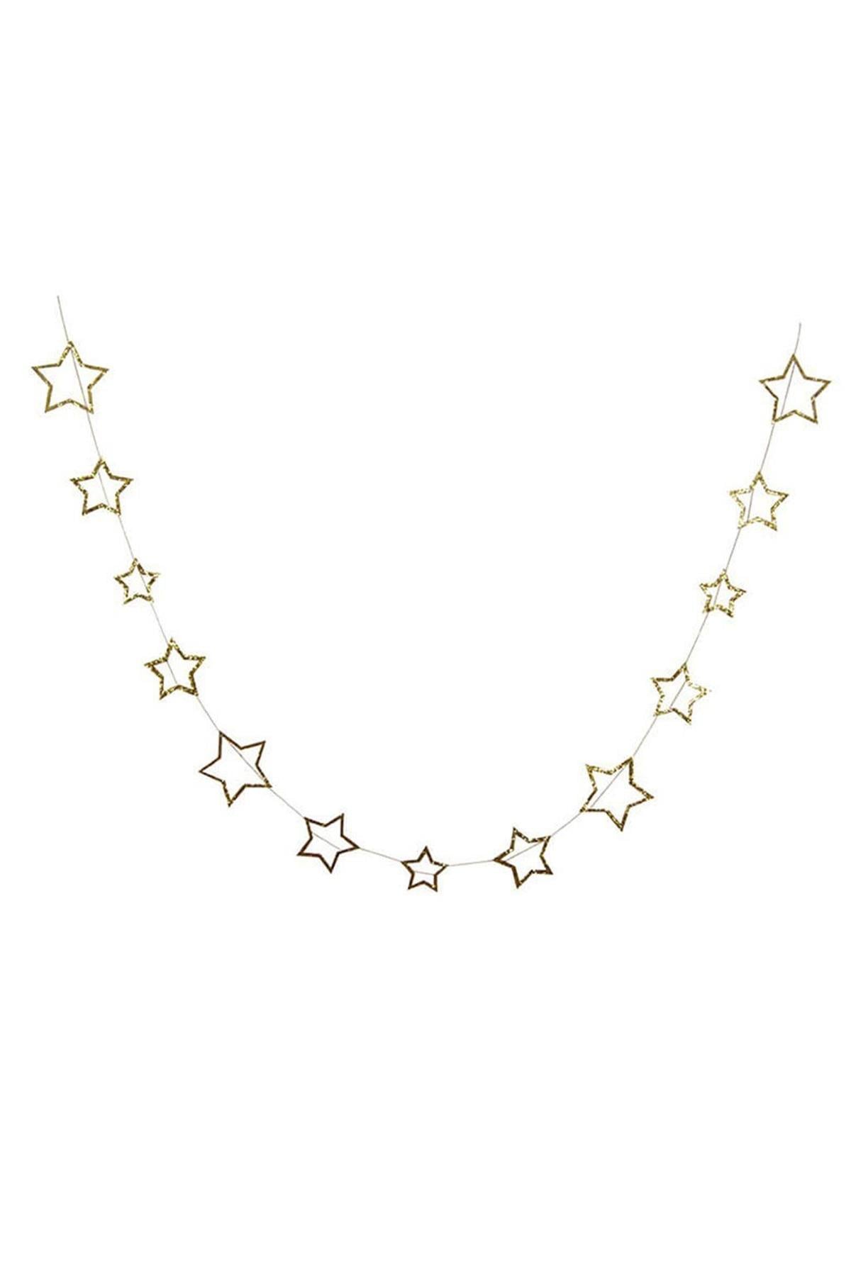 Meri Meri - Gold Star Glitter Mini Garland - Altın Yıldızlar Mini Asılan Süs Çok Renkli