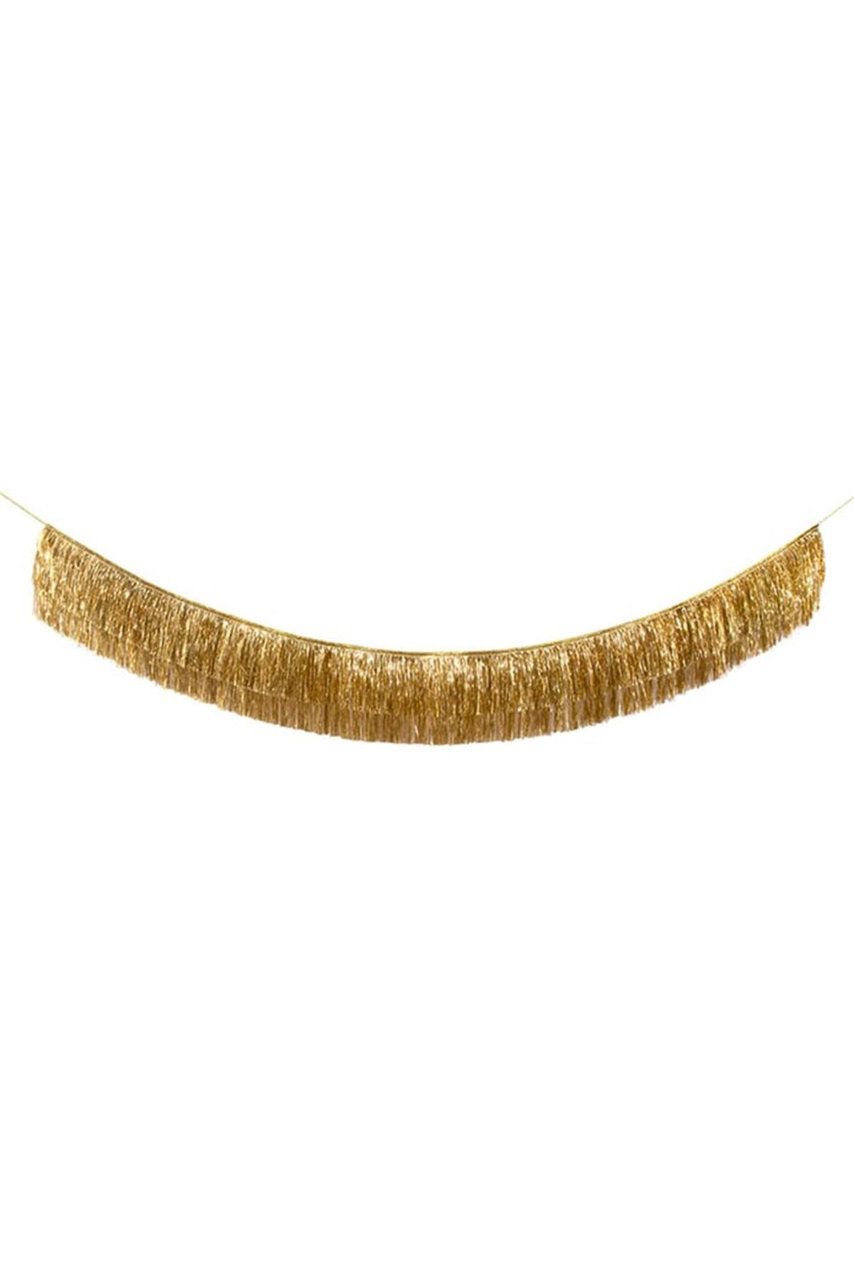 Meri Meri - Gold Tinsel Fringe Garland - Altın Püsküllü Asılan Süs Pembe