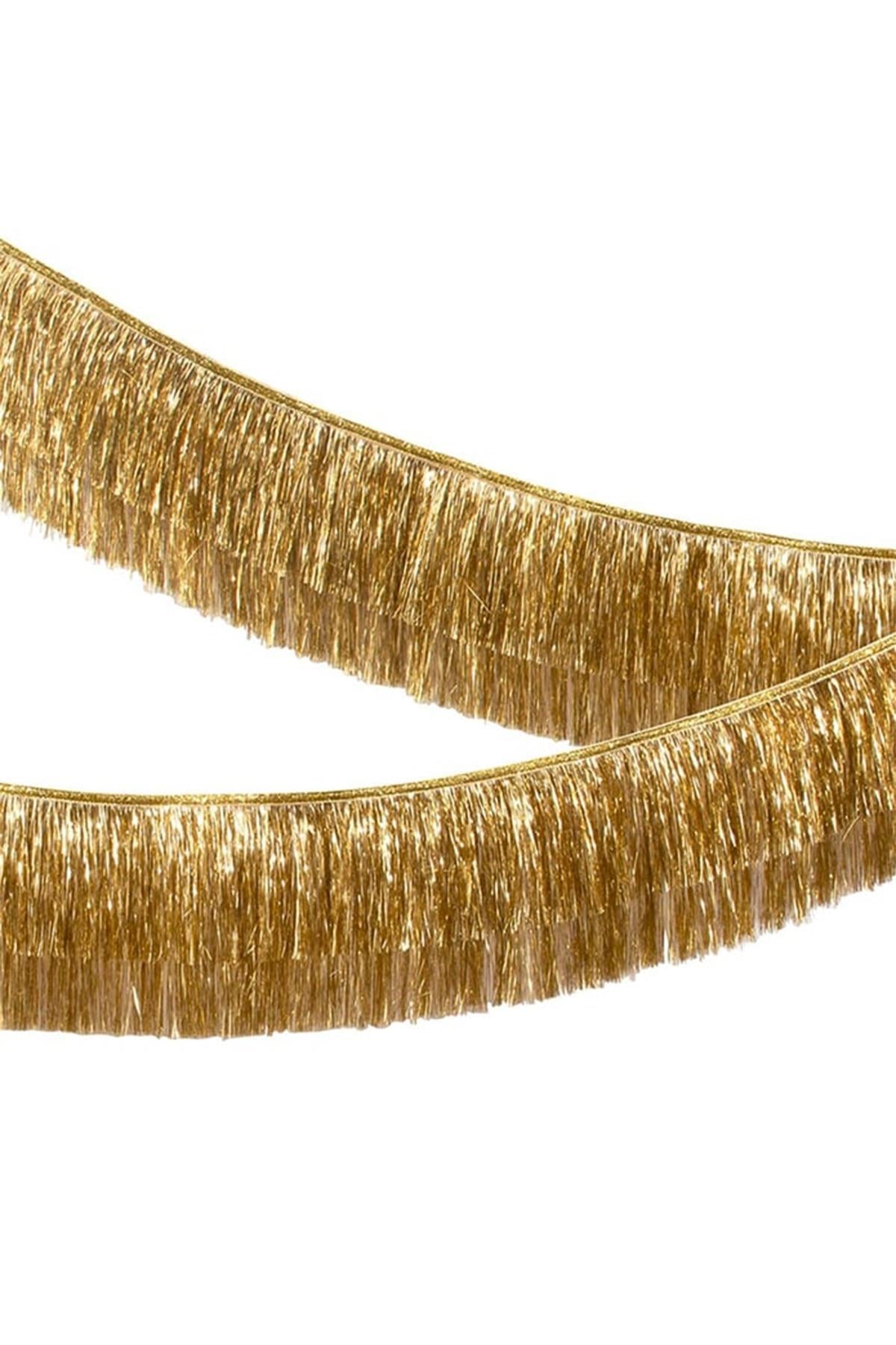 Meri Meri - Gold Tinsel Fringe Garland - Altın Püsküllü Asılan Süs Pembe