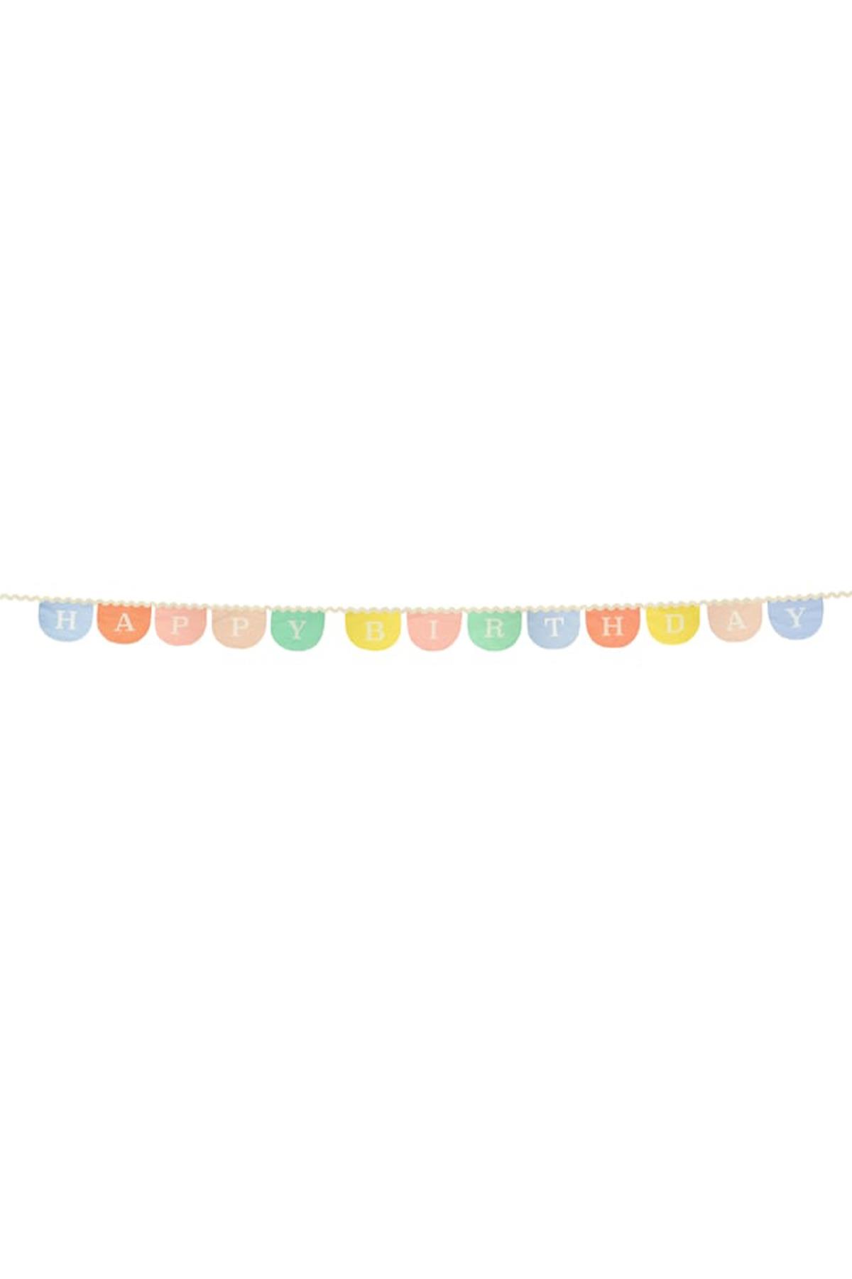 Meri Meri - Happy Birthday Fabric Garland - Happy Birthday Kumaş Asılan Süs Çok Renkli