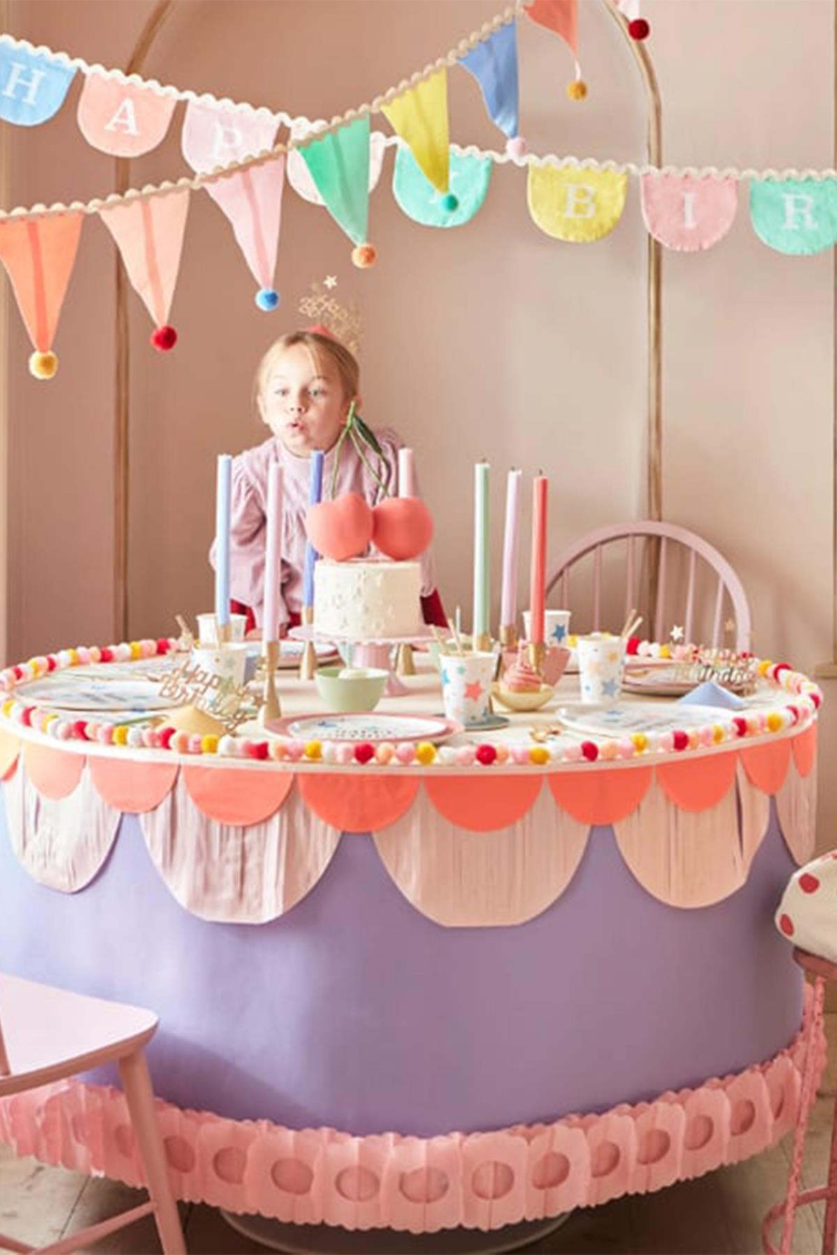 Meri Meri - Happy Birthday Fabric Garland - Happy Birthday Kumaş Asılan Süs Çok Renkli