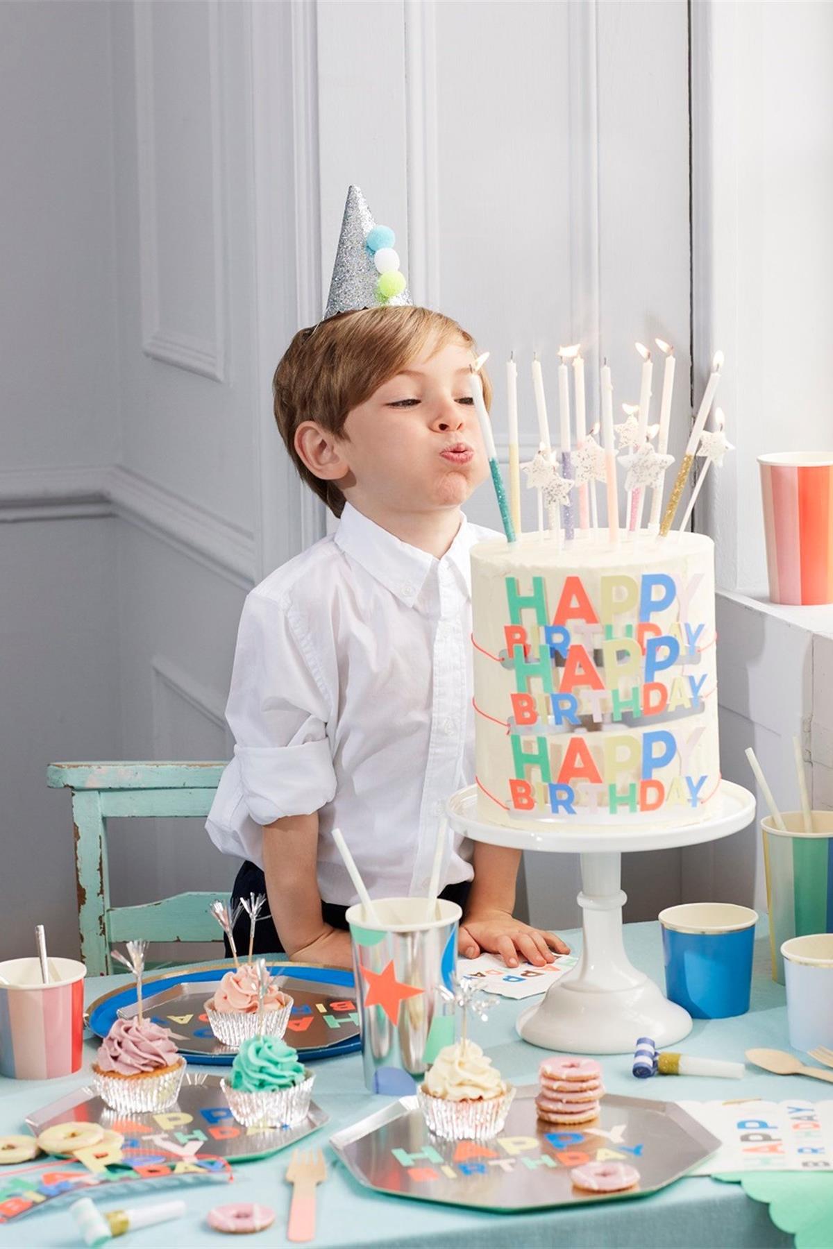 Meri Meri - Happy Birthday Party Crowns - Happy Birthday Parti Taçları - 8li Çok Renkli