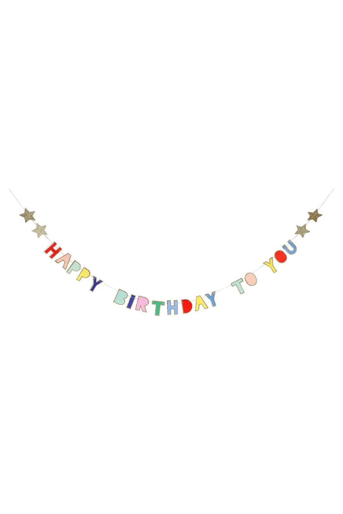 Meri Meri - Happy Birthday To You Mini Garland Çok Renkli