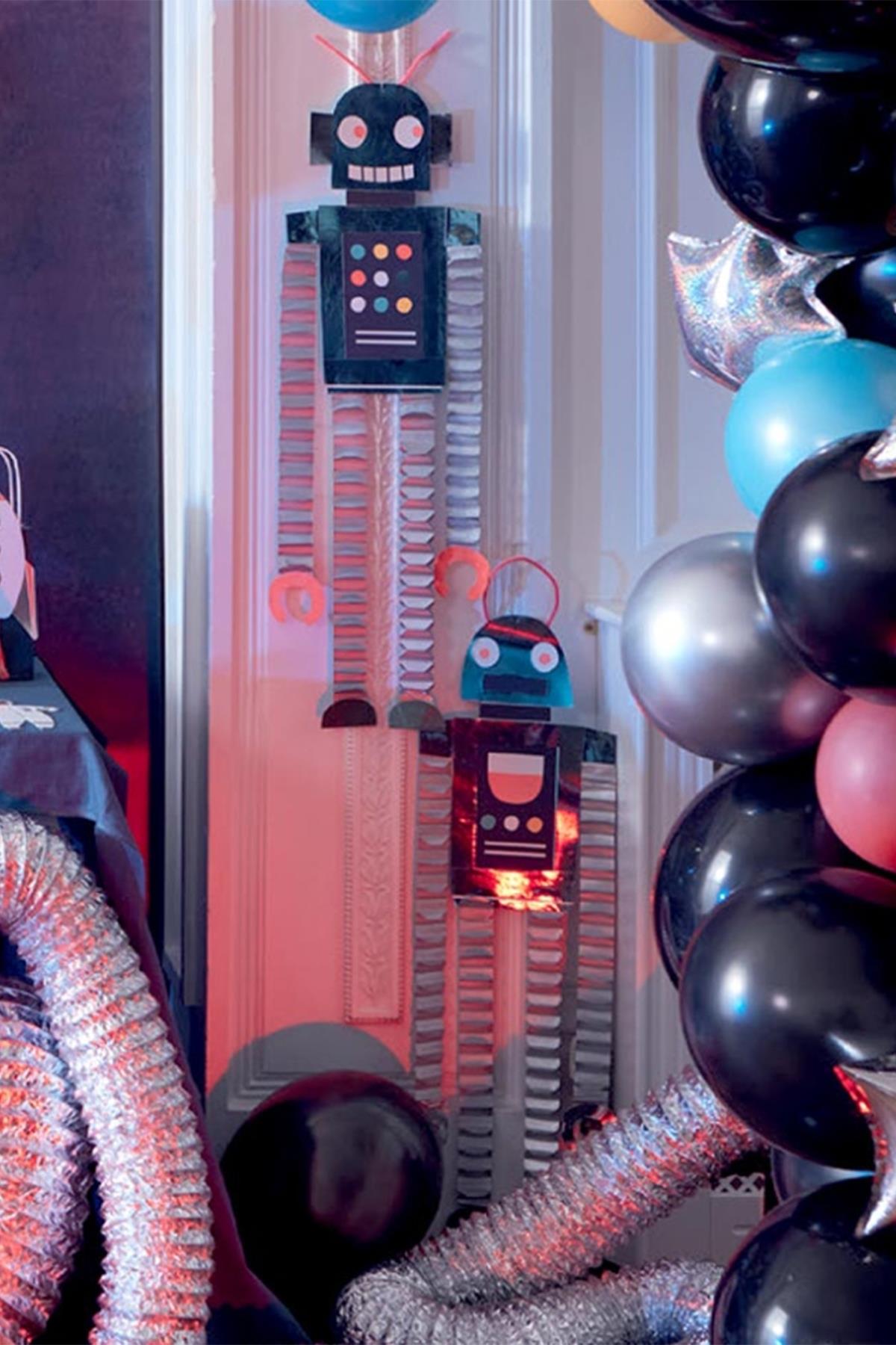 Meri Meri - Honeycomb Robot Decorations - Petek Robot Dekorlar - 4lü Çok Renkli