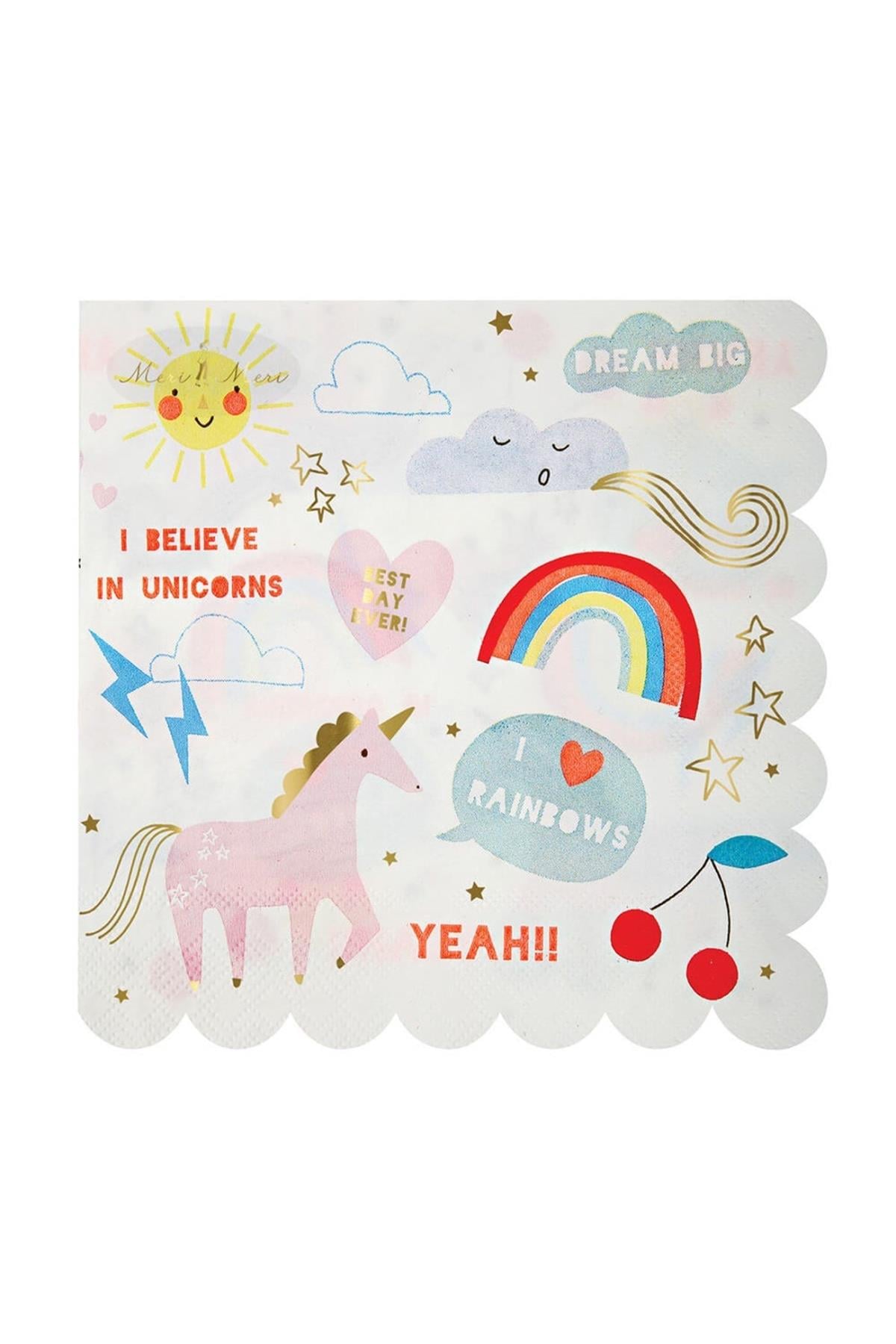 Meri Meri - I Believe In Unicorns Large Napkins - Unicorn Peçete - L Çok Renkli