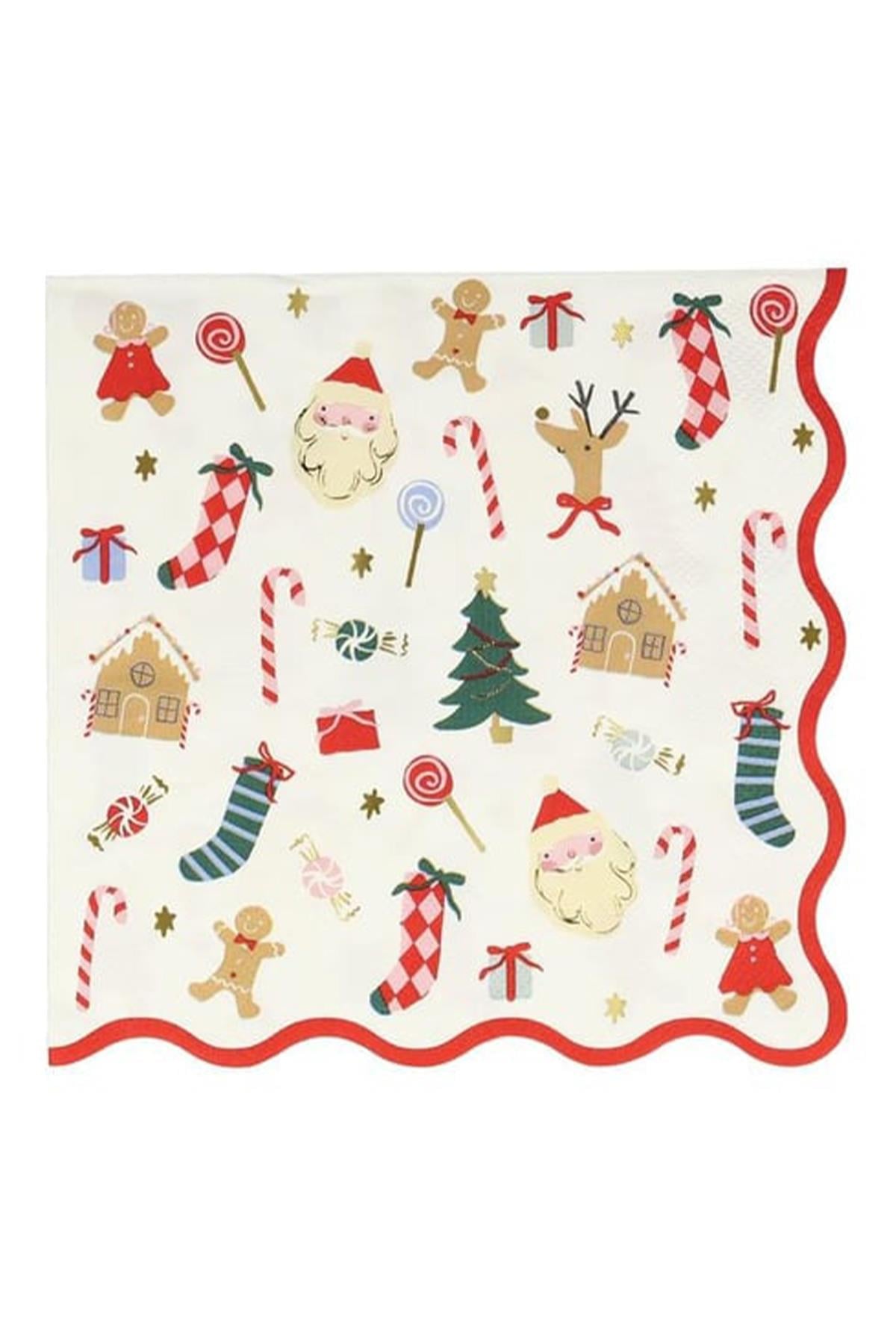 Meri Meri - Jolly Christmas Large Napkins - Yeni Yıl Peçeteler (L) (16'lı) Çok Renkli