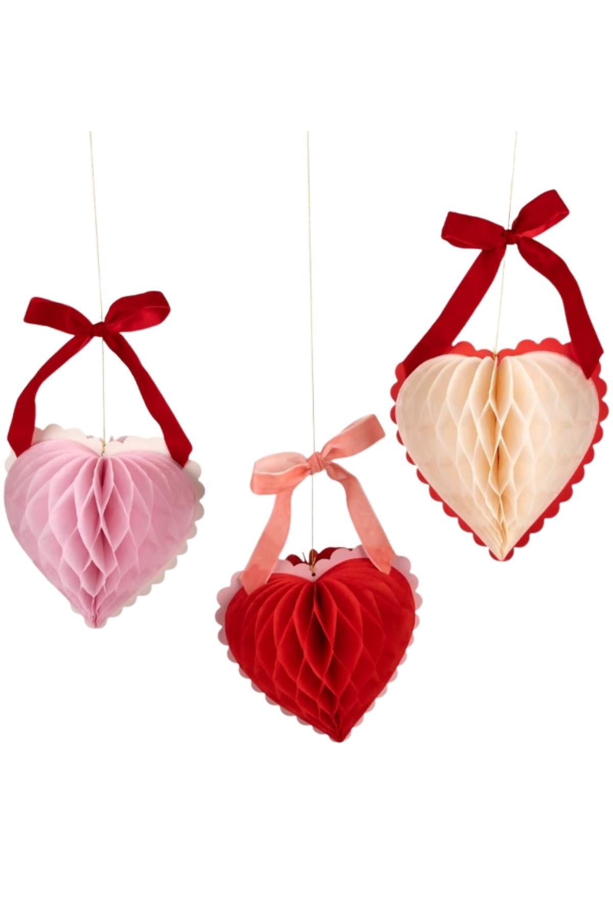 Meri Meri - Kalpli Honeycomb Asılan Süs Çok Renkli