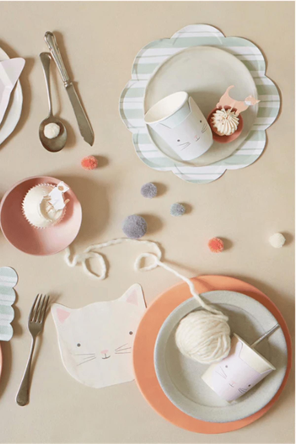 Meri Meri - Kedi Peçeteler - Cat Napkins - 16lı Çok Renkli