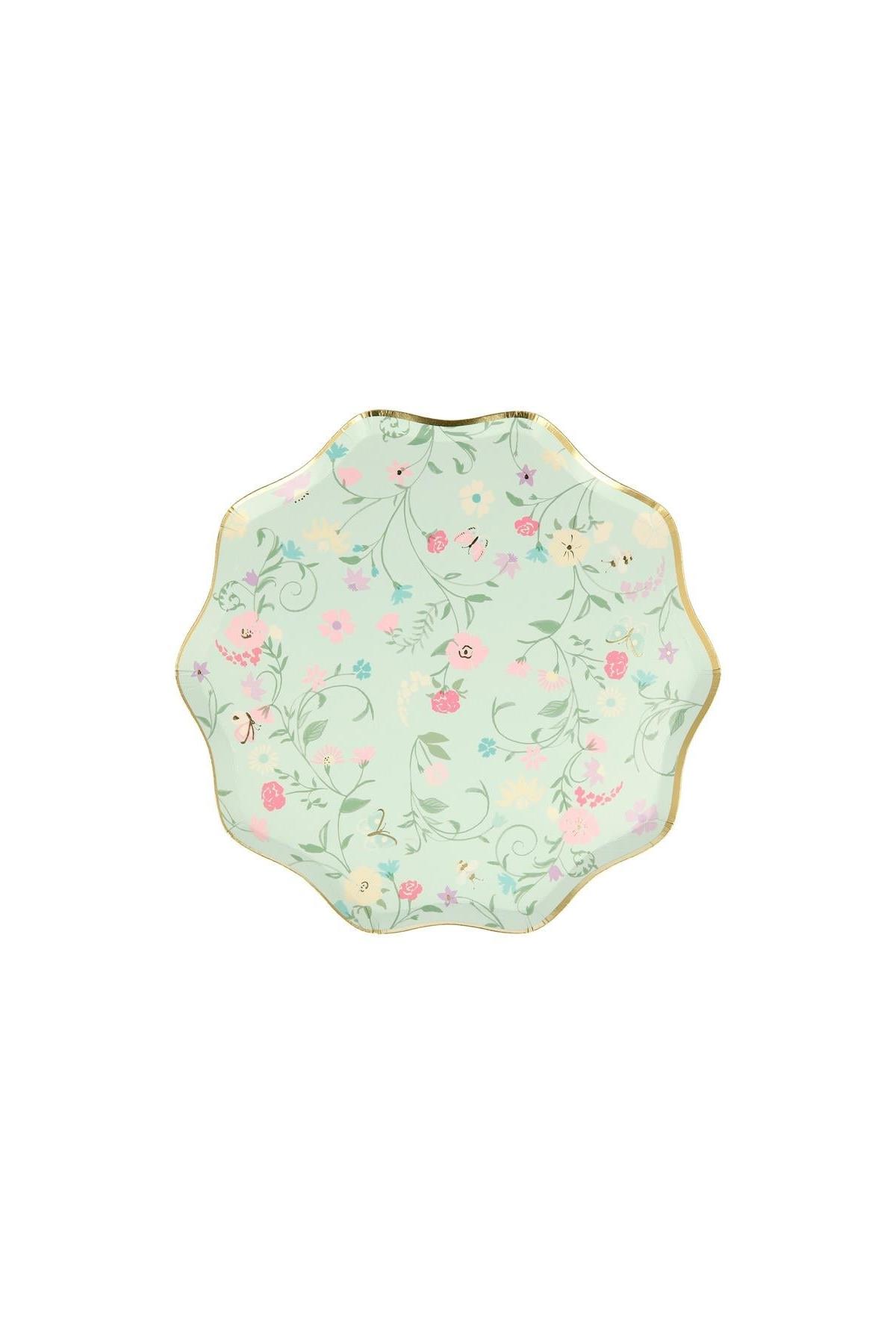 Meri Meri - Ladurée Paris Floral Side Plates - Ladurée Paris Çiçekli Tabaklar (M) (8li) Çok Renkli