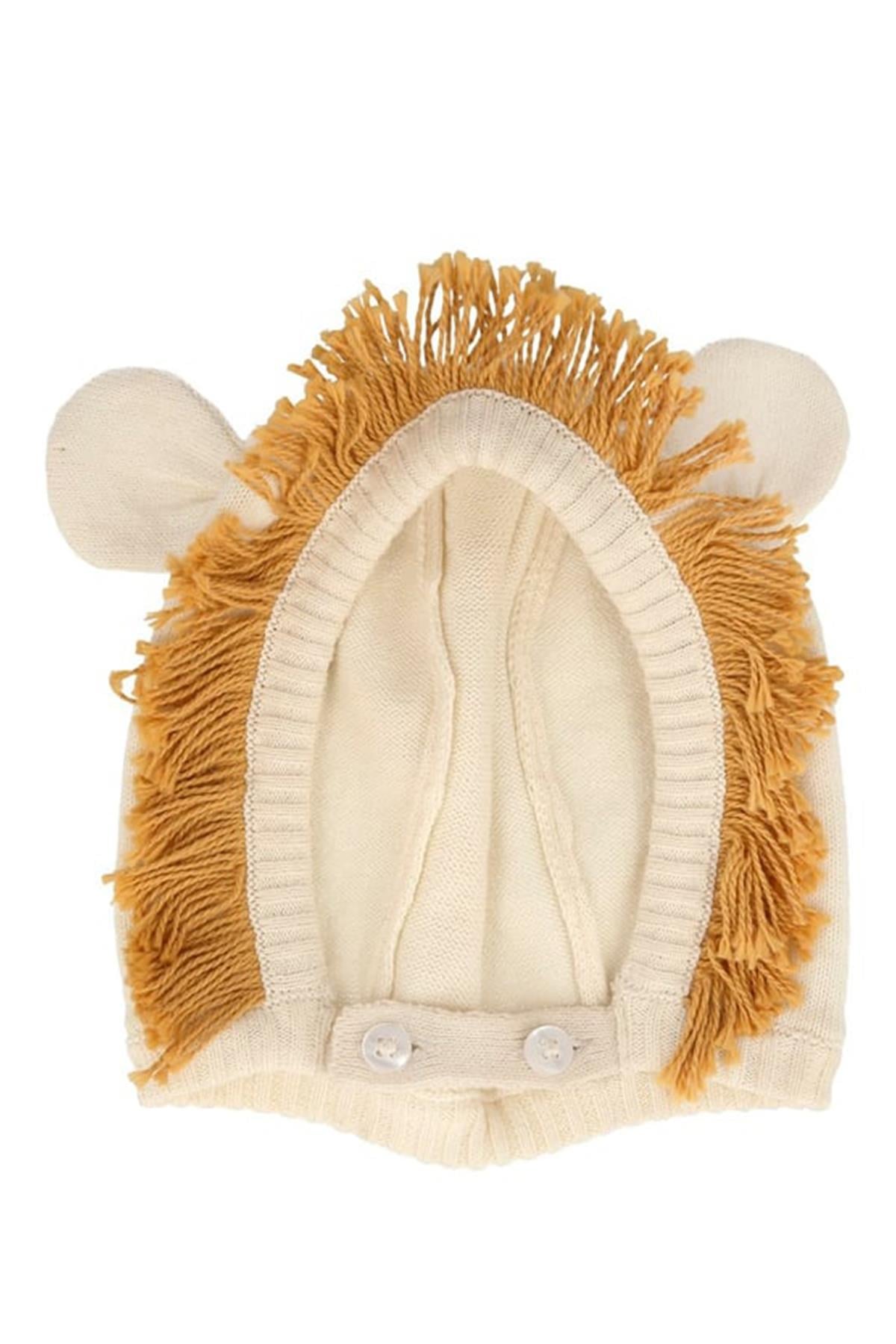 Meri Meri - Lion Baby Bonnet - Aslanlı Bebek Başlığı Çok Renkli