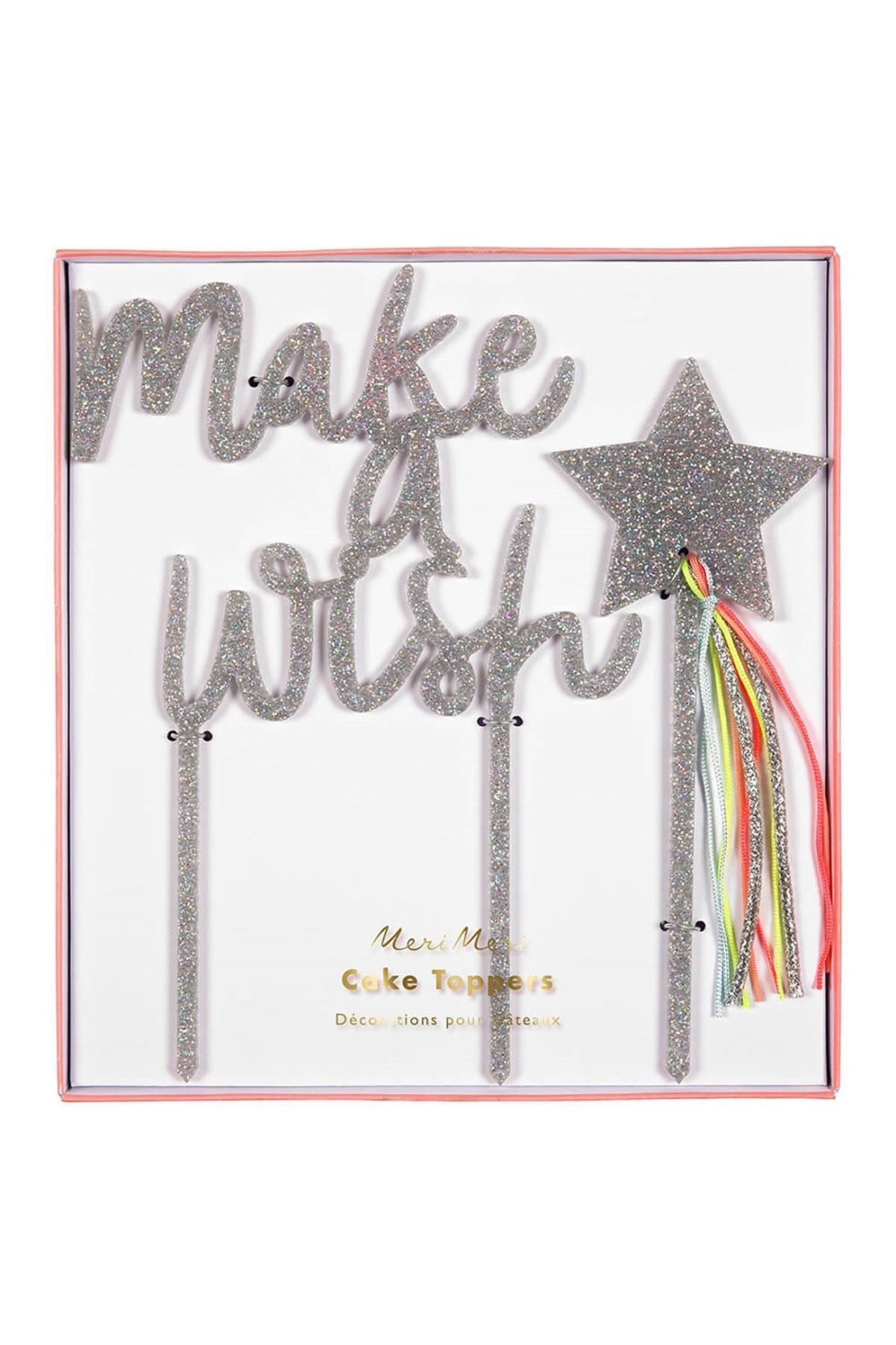 Meri Meri - Make A Wish Acrylic Toppers - Make A Wish Akrilik Pasta Süsü Çok Renkli