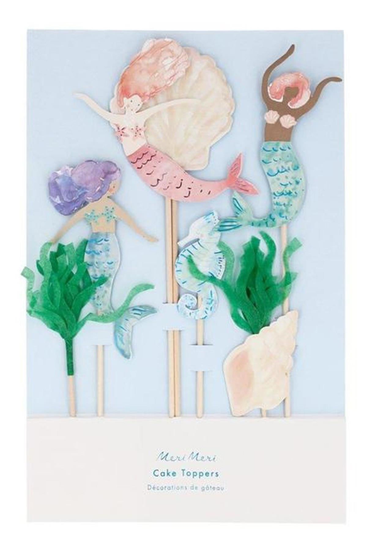 Meri Meri - Mermaid Cake Toppers - Deniz Kızı Pasta Süsleri Çok Renkli