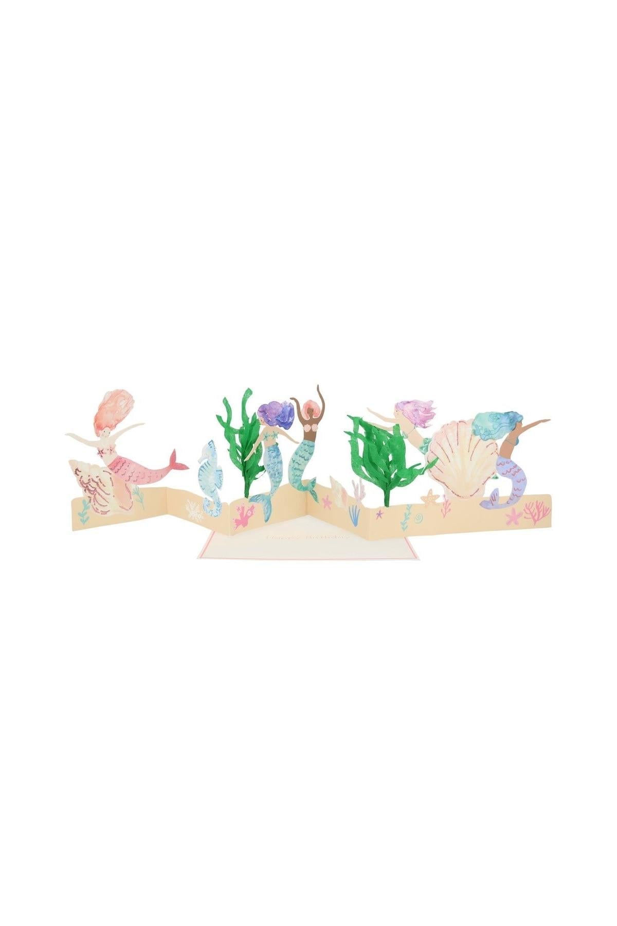 Meri Meri - Mermaid Concertina Card - Denizkızı Tebrik Kartı Çok Renkli