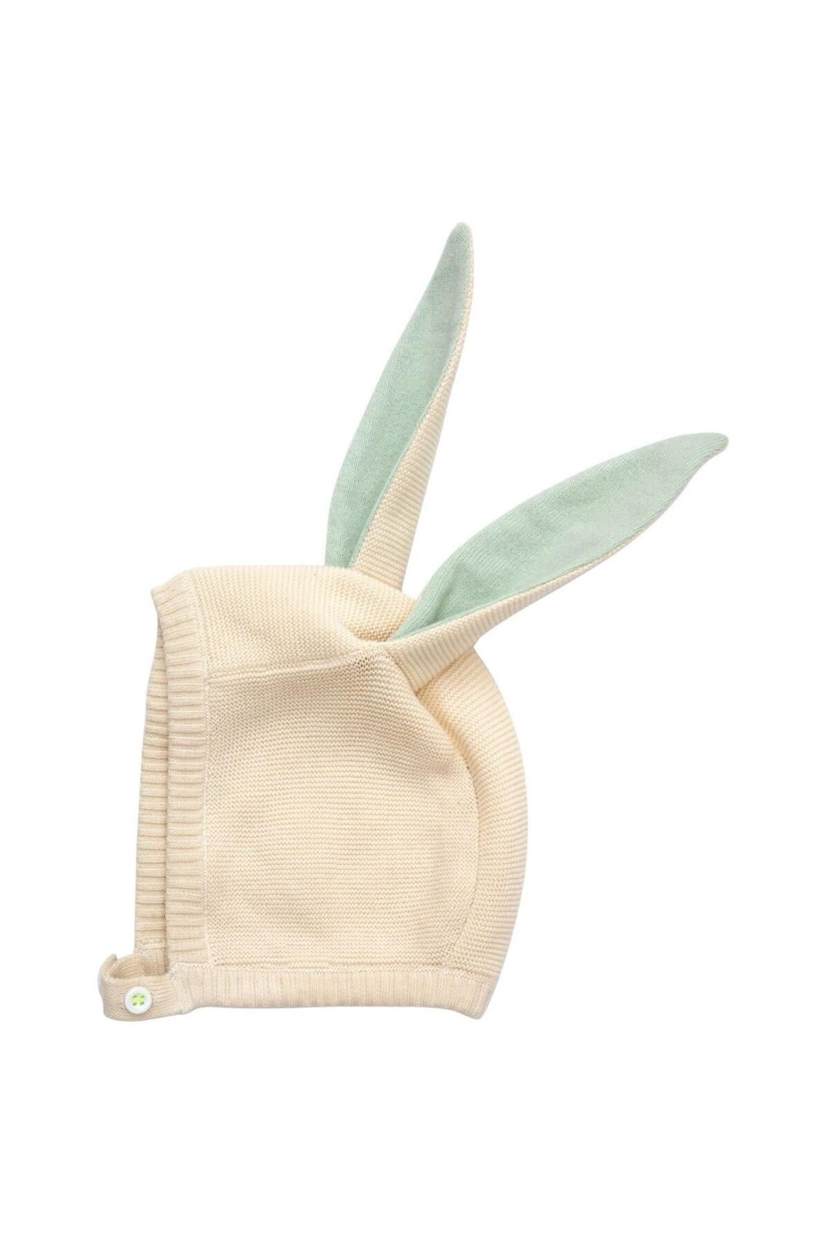 Meri Meri - Mint Bunny Baby Bonnet - Mint Tavşanlı Bebek Başlığı Çok Renkli