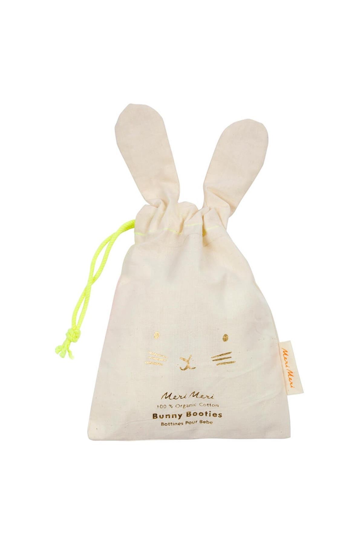 Meri Meri - Mint Bunny Baby Booties - Mint Tavşanlı Bebek Patiği Çok Renkli