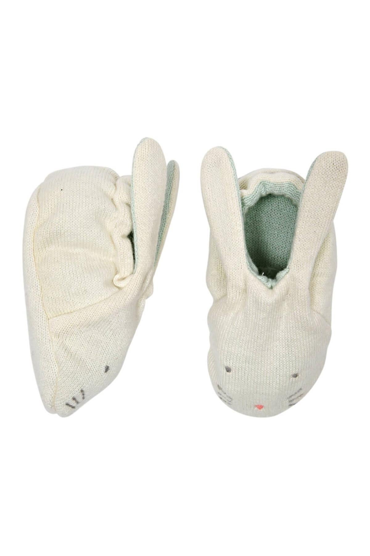 Meri Meri - Mint Bunny Baby Booties - Mint Tavşanlı Bebek Patiği Çok Renkli