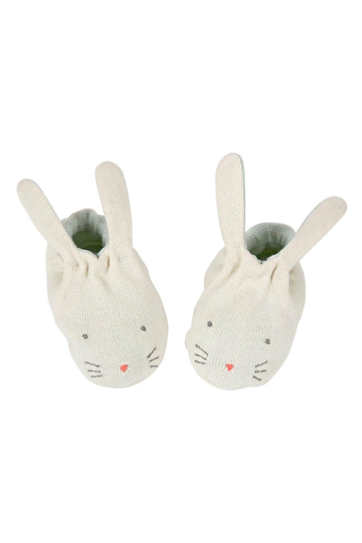 Meri Meri - Mint Bunny Baby Booties - Mint Tavşanlı Bebek Patiği Çok Renkli