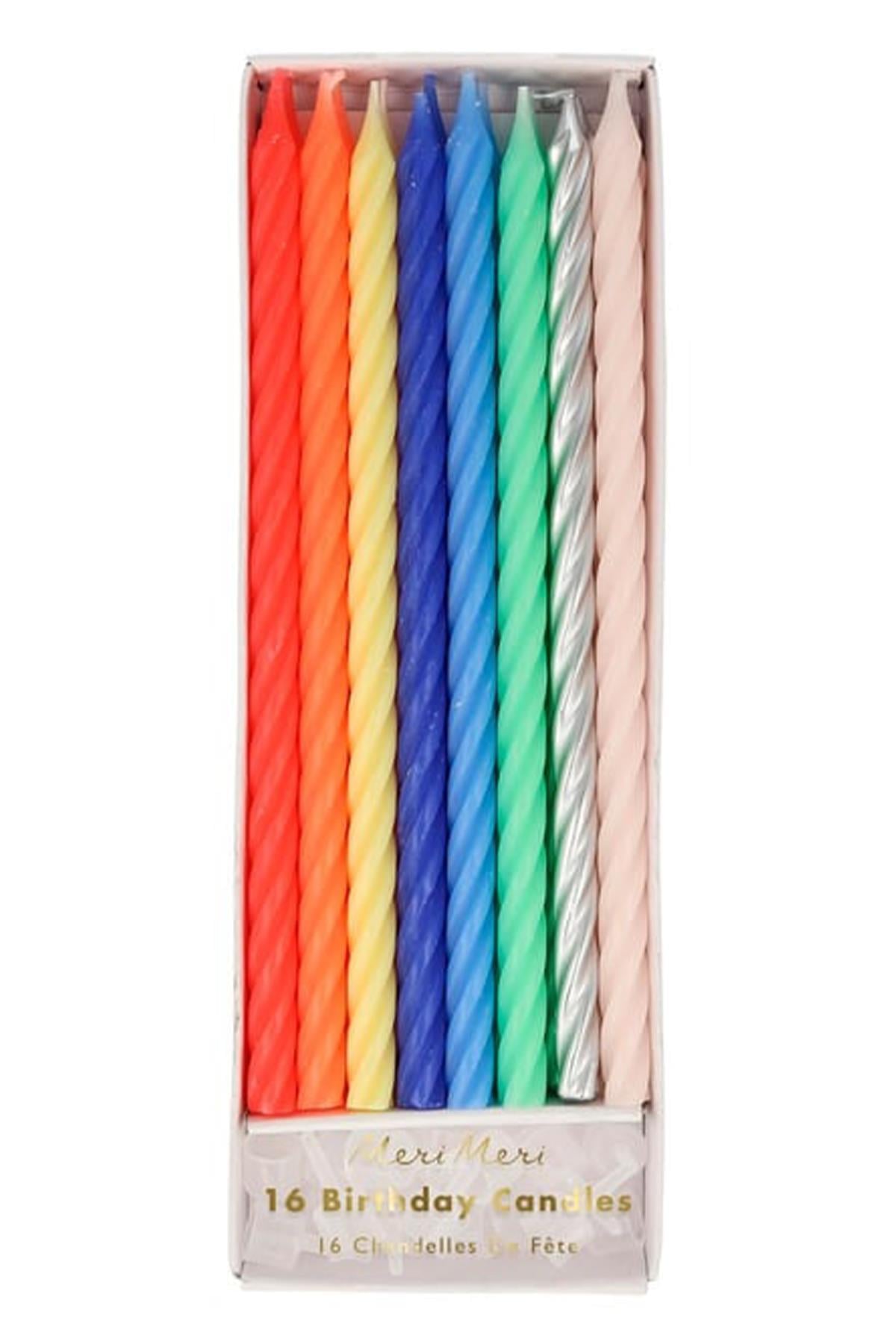 Meri Meri - Multi Neon Twisted Candles - Neon Mumlar Çok Renkli