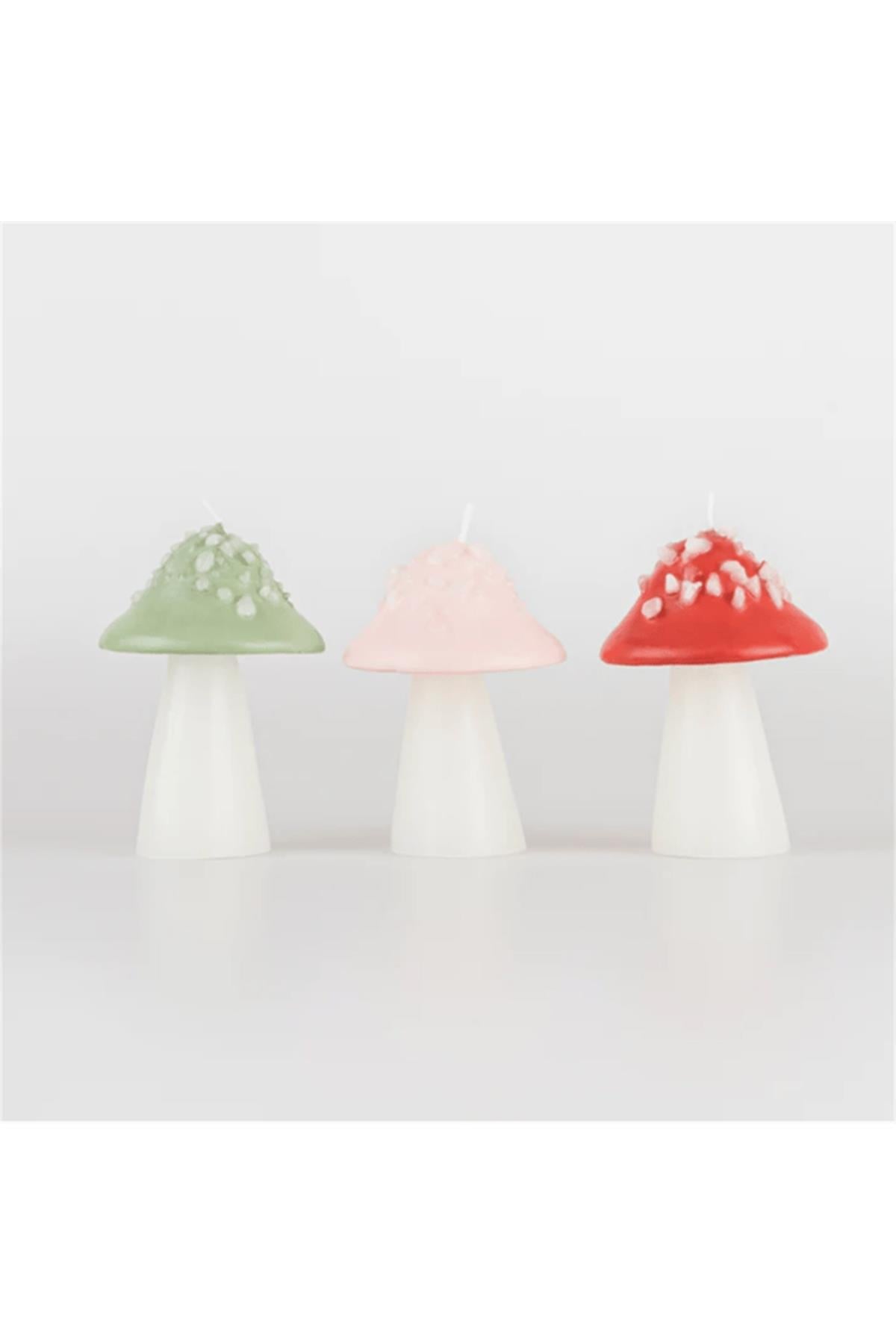 Meri Meri - Mushroom Candles - Mantar Mumlar (3lü) Çok Renkli