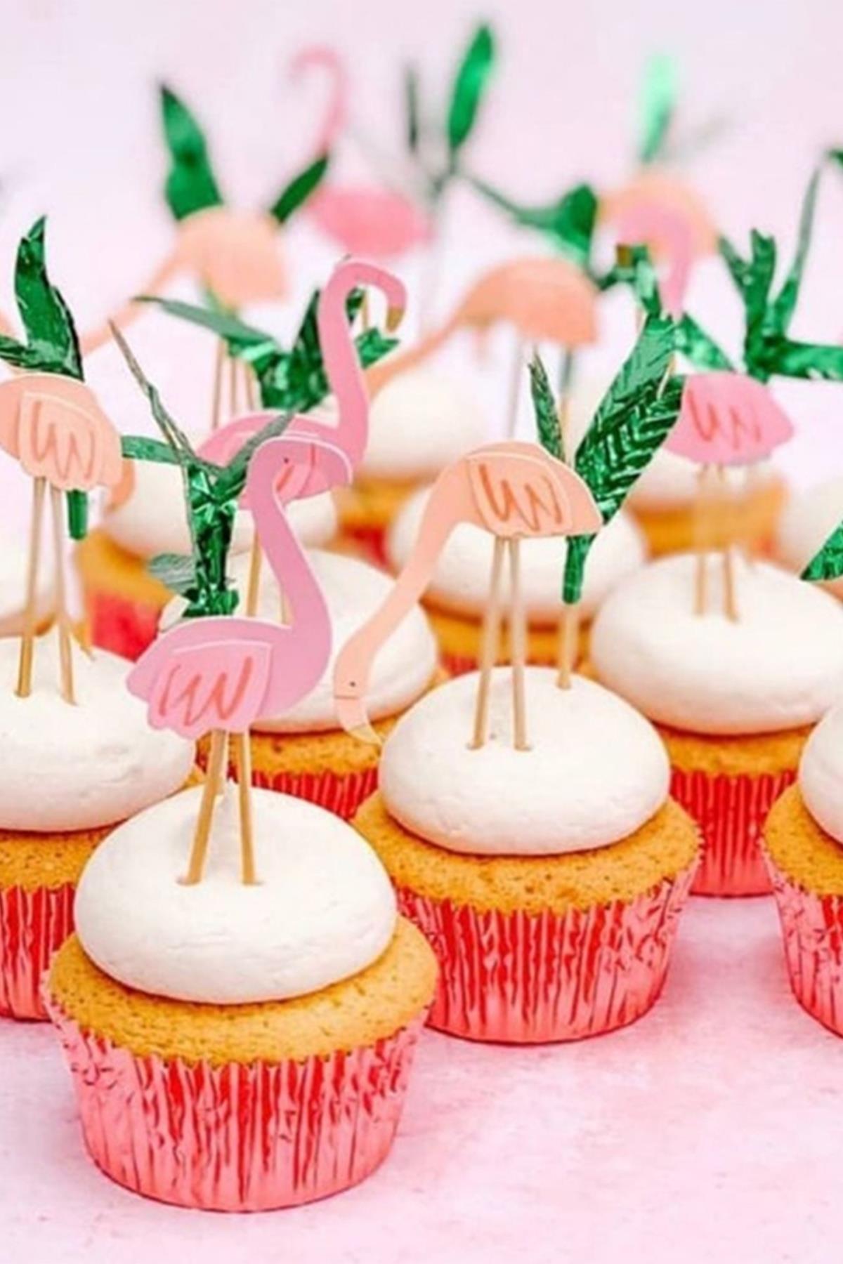 Meri Meri - Neon Flamingo Cupcake Kit - Neon Flamingo Cupcake Kit - 24lü Çok Renkli