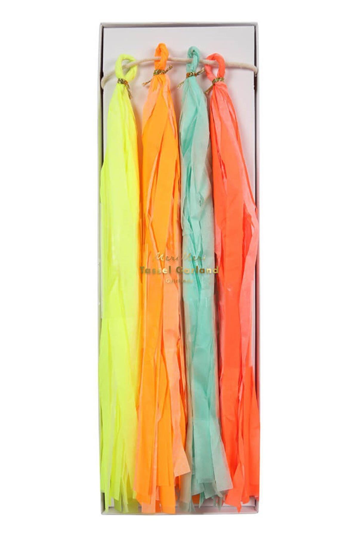 Meri Meri - Neon Tassel Garland - Neon Püsküllü Asılan Süs Çok Renkli
