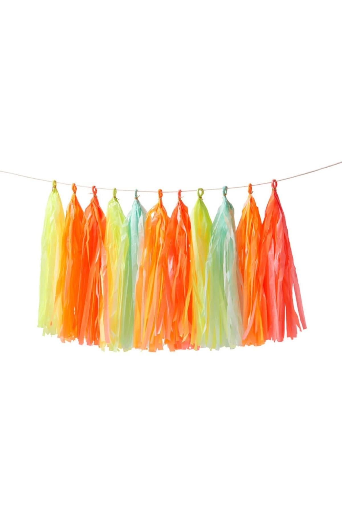 Meri Meri - Neon Tassel Garland - Neon Püsküllü Asılan Süs Çok Renkli