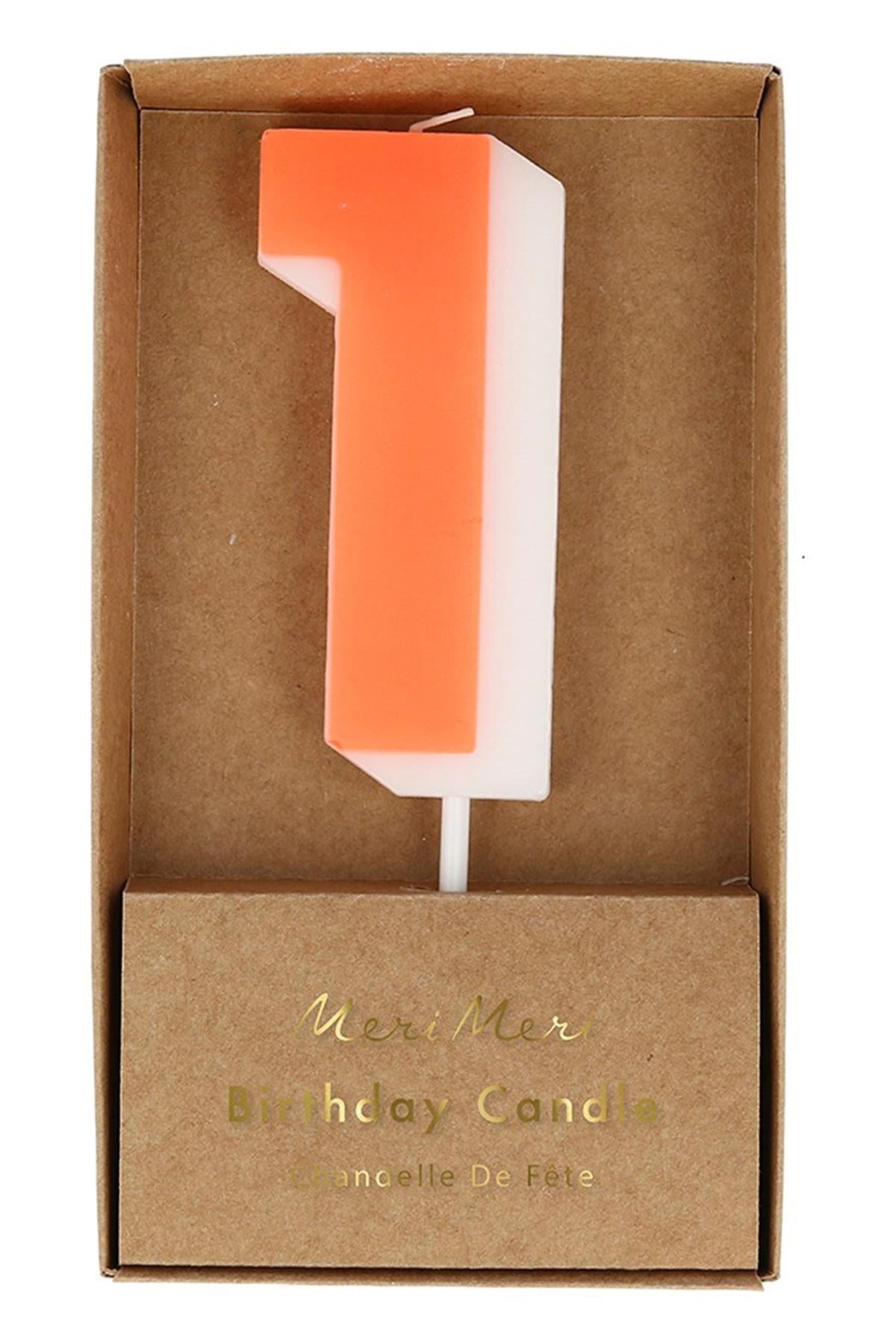 Meri Meri - Number Candle 1 - 1 Rakam Mum Çok Renkli