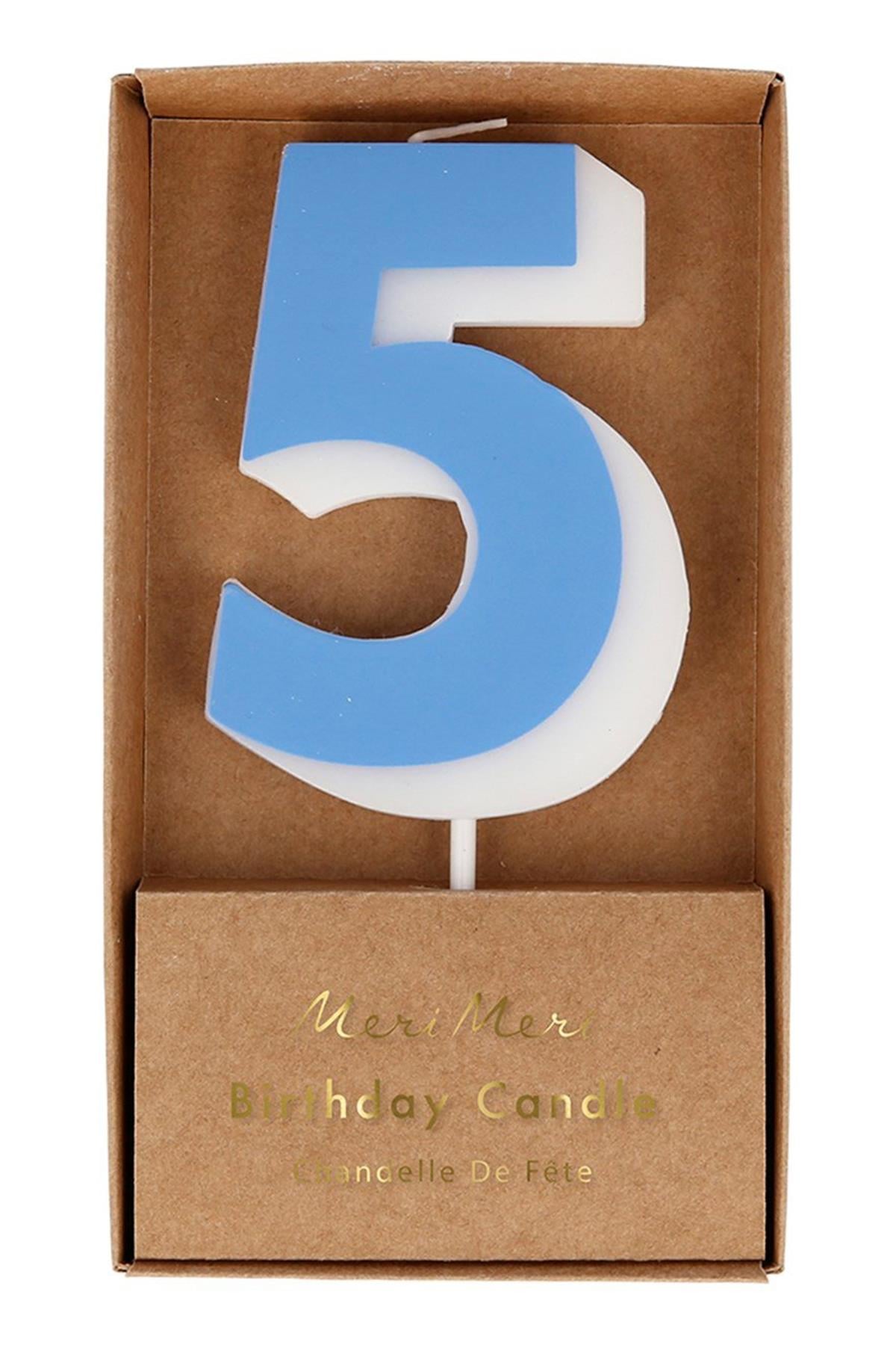 Meri Meri - Number Candle 5 - 5 Rakam Mum Çok Renkli