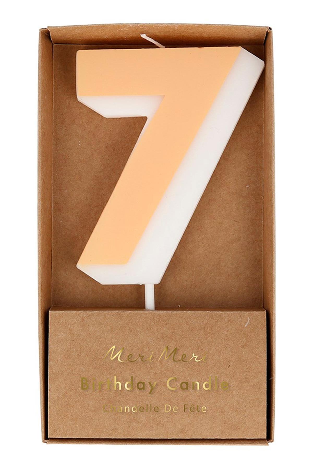 Meri Meri - Number Candle 7 - 7 Rakam Mum Çok Renkli