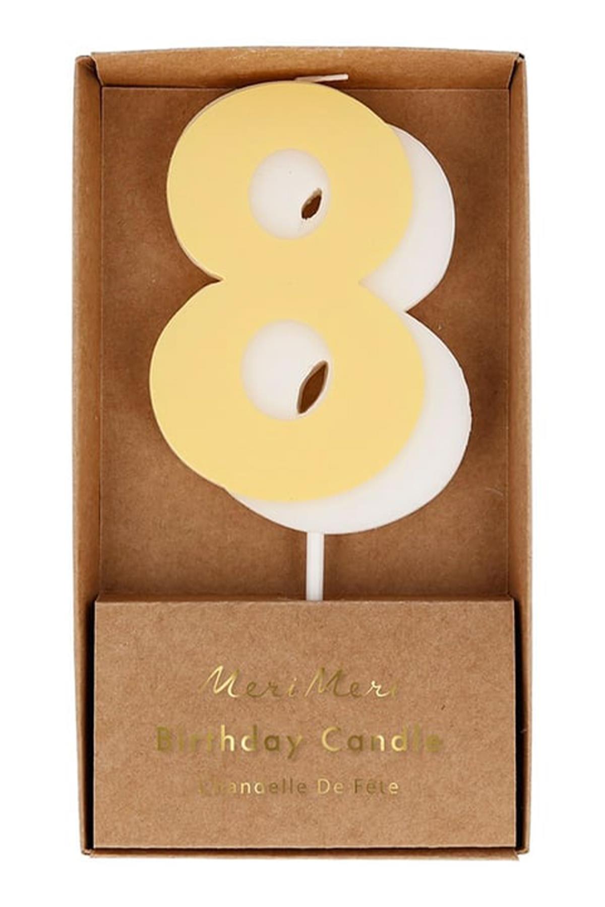Meri Meri - Number Candle 8 - 8 Rakam Mum Çok Renkli