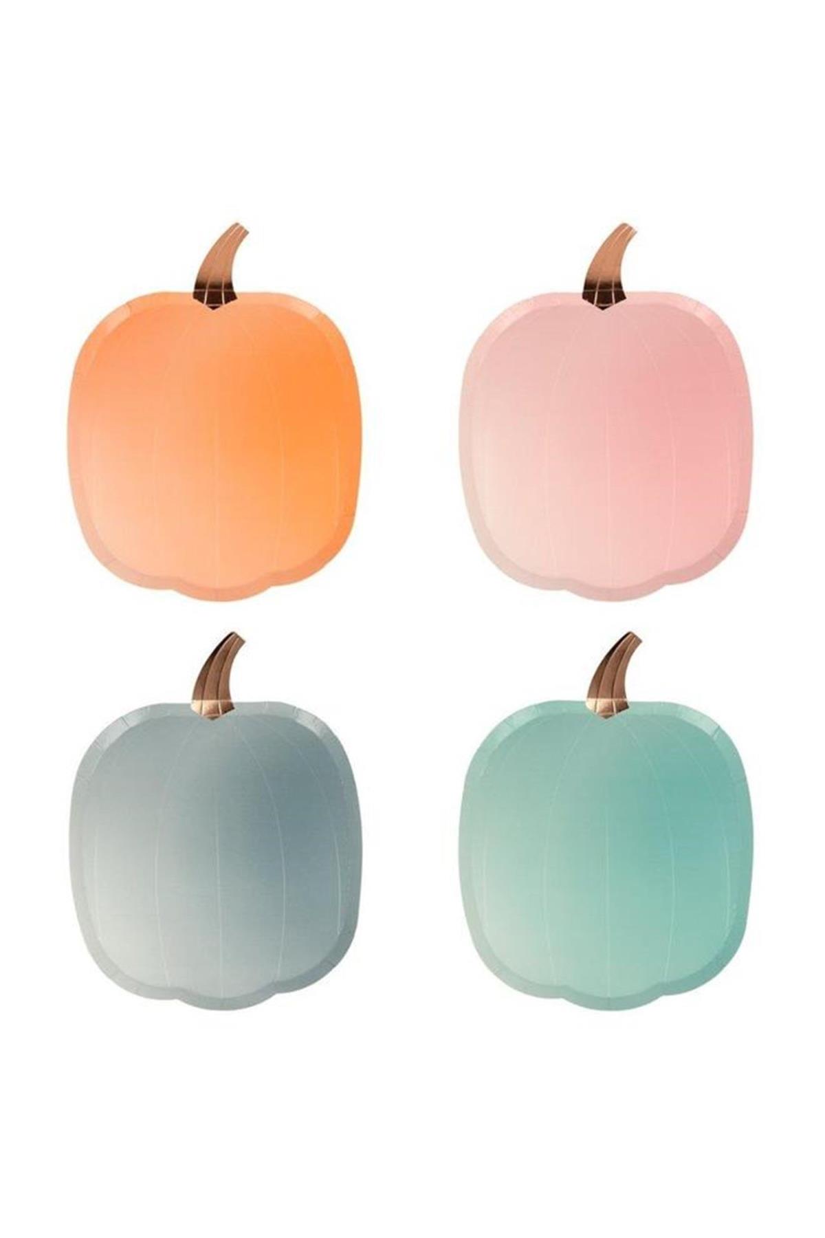 Meri Meri - Ombre Halloween Pumpkin Plates - Pastel Balkabağı Tabaklar Çok Renkli