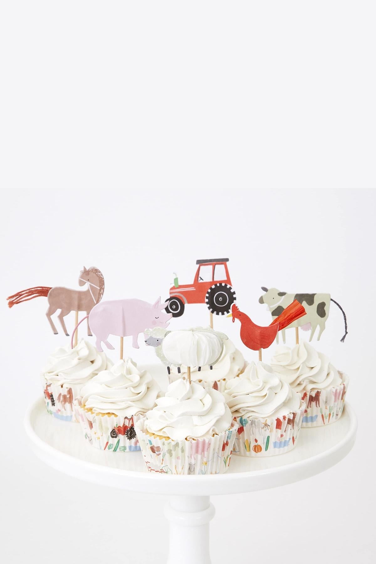Meri Meri - On The Farm Cupcake Kit - Çiftlik Cupcake Kit - 24lü Çok Renkli