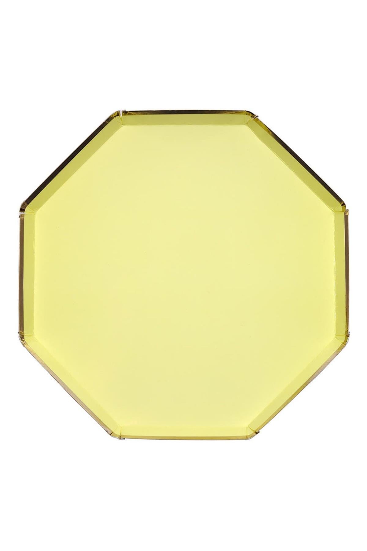 Meri Meri - Pale Yellow Plates - Sarı Tabaklar - 8'li Çok Renkli