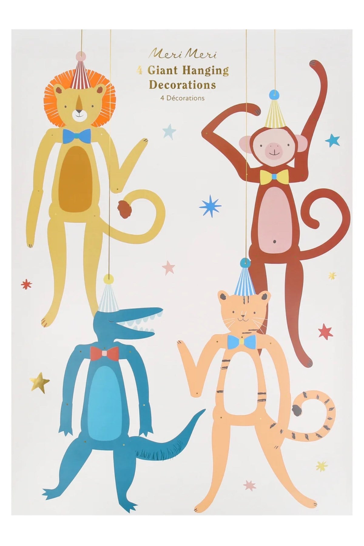 Meri Meri - Party Animal Decorations - Parti Hayvanları Asılan Süsler - 4 Adet Çok Renkli