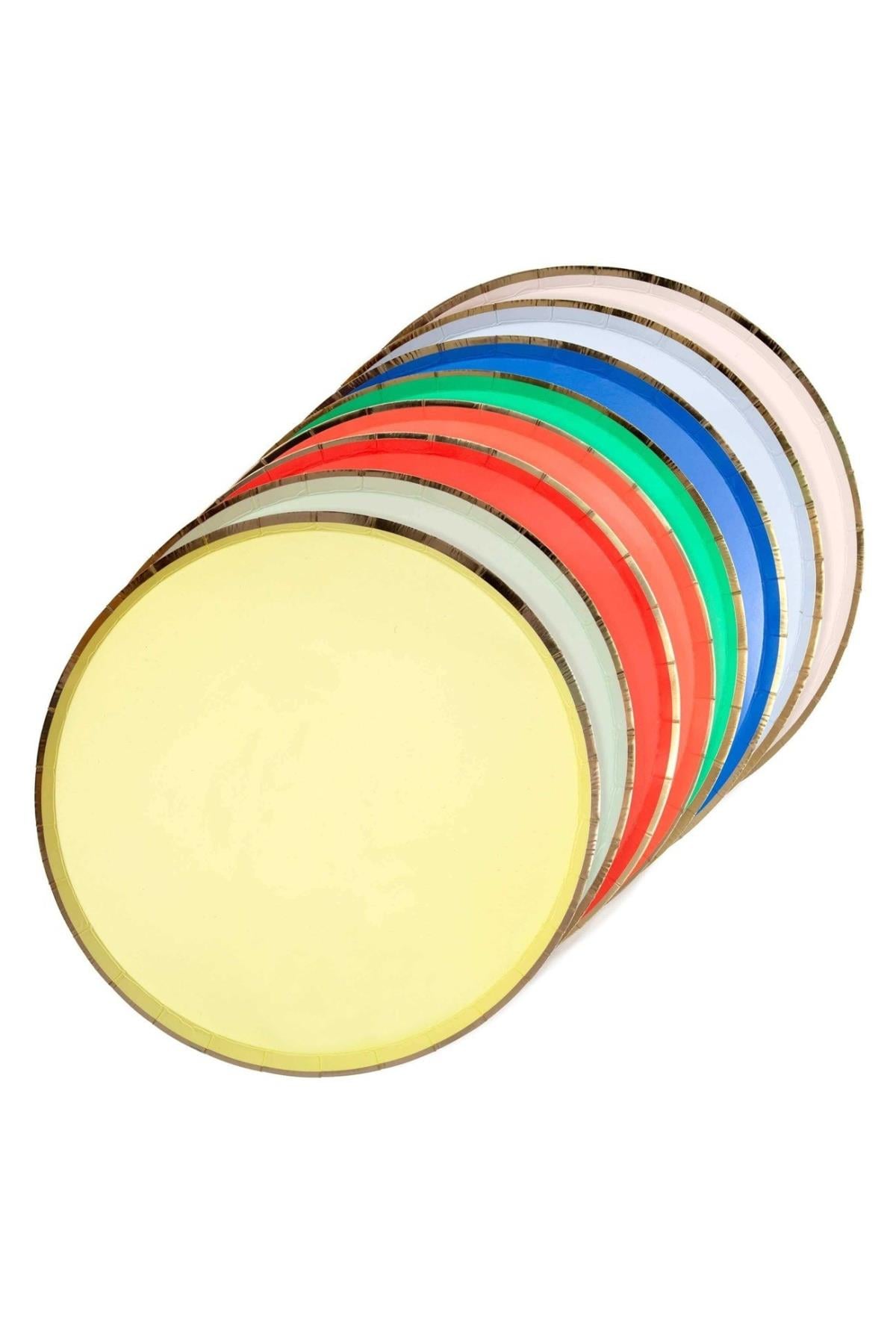 Meri Meri - Party Palette Plates - Parti Paleti Tabaklar - L - 8'li Çok Renkli