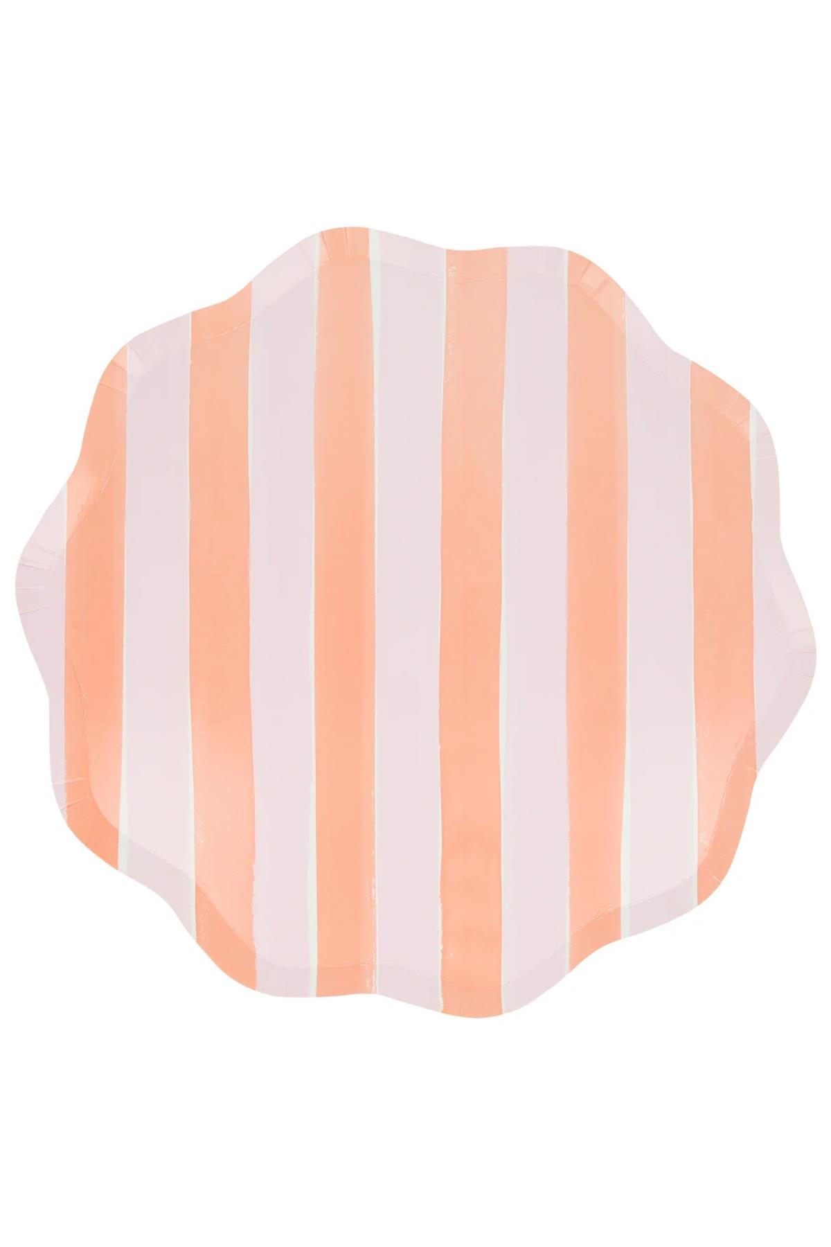 Meri Meri - Pastel Çizgili Tabaklar L - 8 Adet Çok Renkli