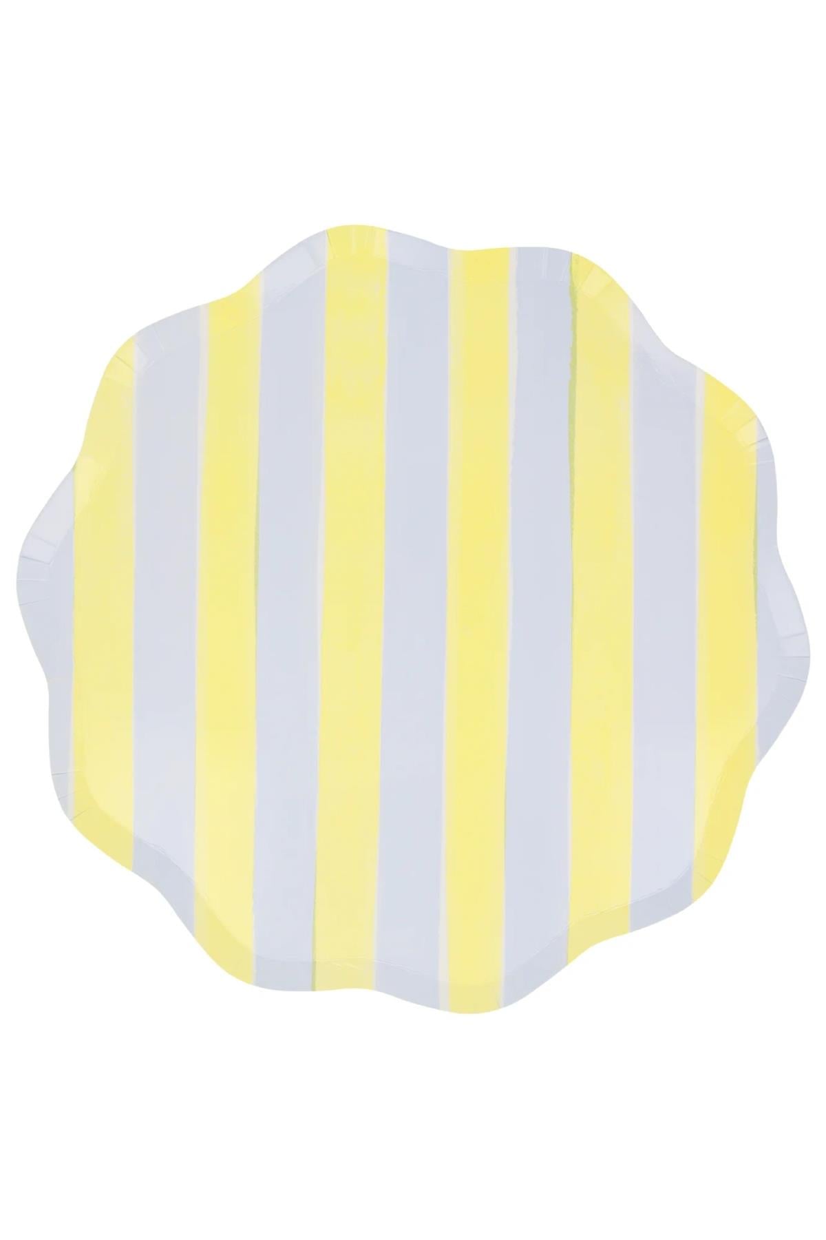 Meri Meri - Pastel Çizgili Tabaklar L - 8 Adet Çok Renkli