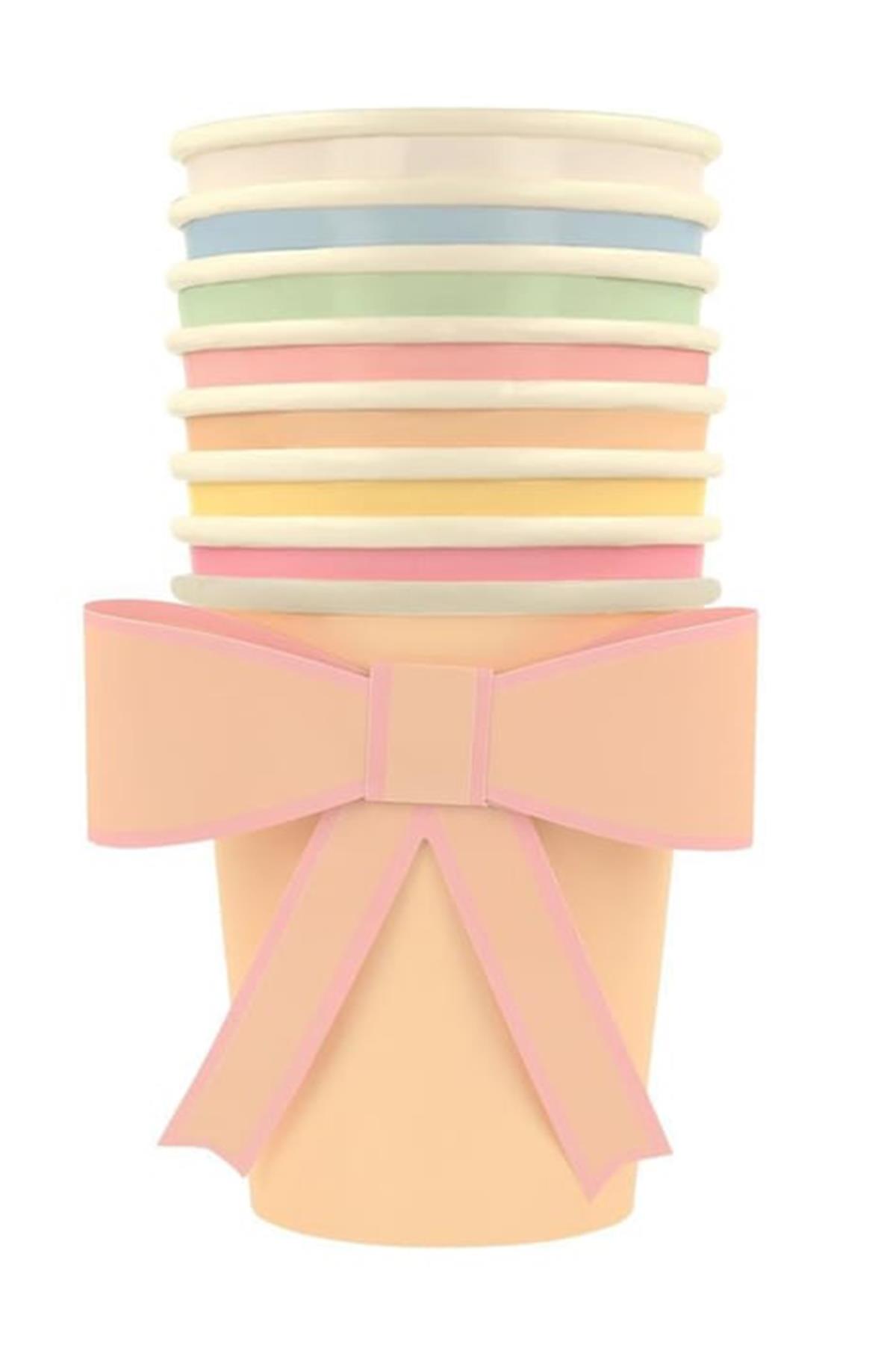 Meri Meri - Pastel Renk Kurdele Bardaklar (8li) Çok Renkli