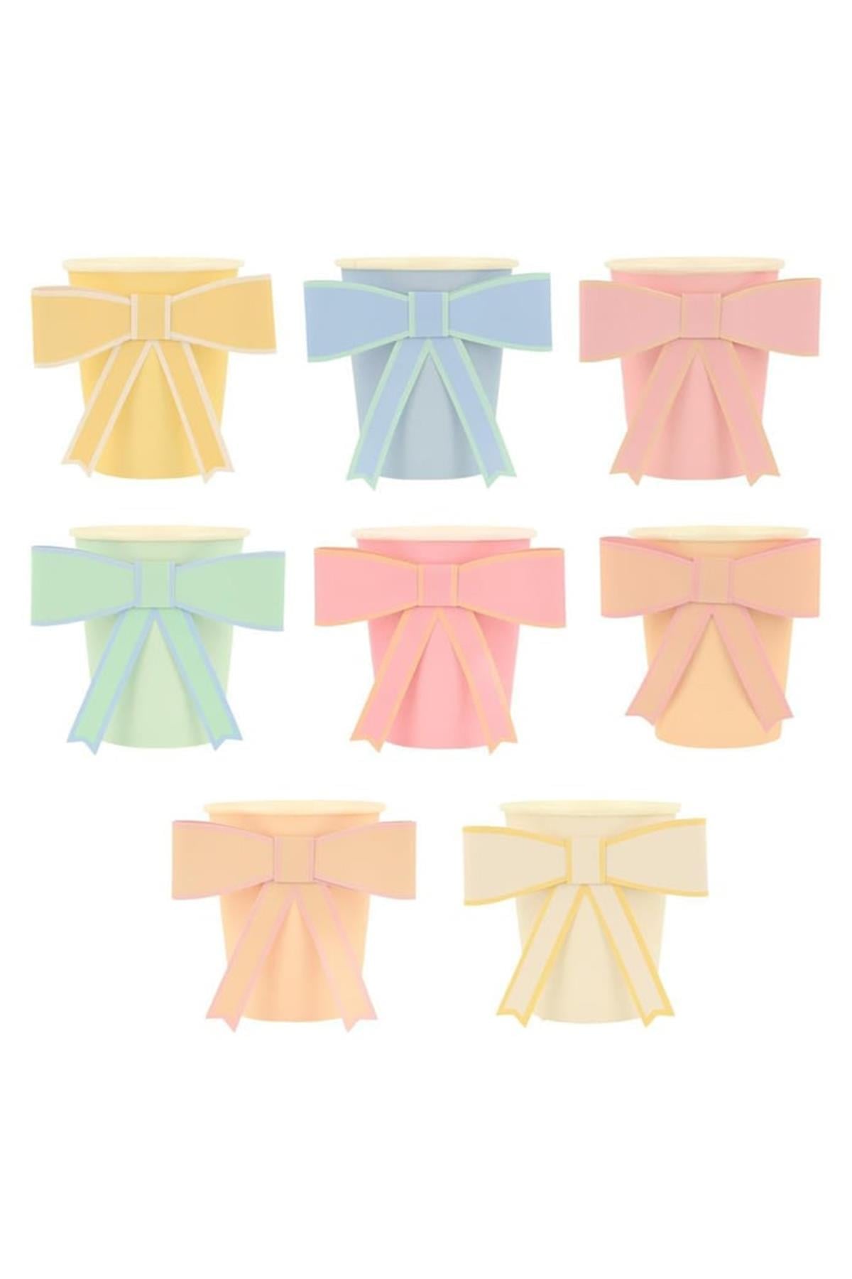 Meri Meri - Pastel Renk Kurdele Bardaklar (8li) Çok Renkli