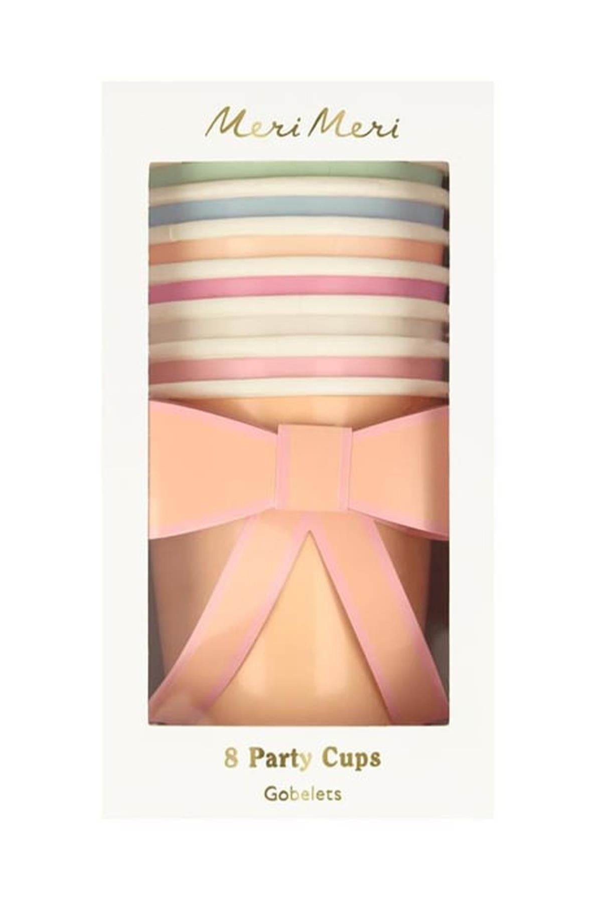 Meri Meri - Pastel Renk Kurdele Bardaklar (8li) Çok Renkli