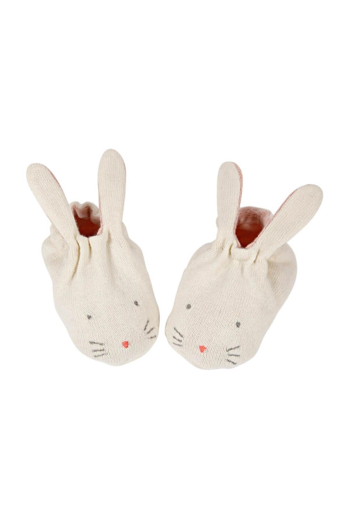 Meri Meri - Peach Bunny Baby Booties - Şeftali Tavşanlı Bebek Patiği Çok Renkli