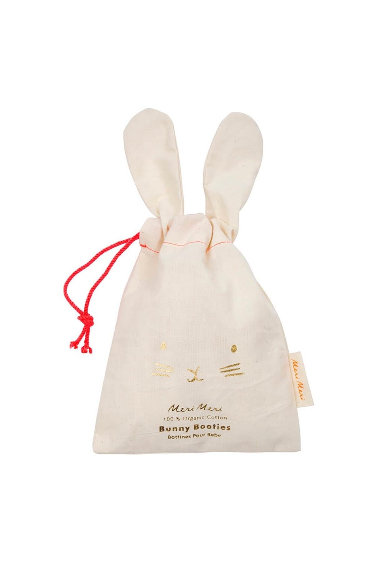 Meri Meri - Peach Bunny Baby Booties - Şeftali Tavşanlı Bebek Patiği Çok Renkli