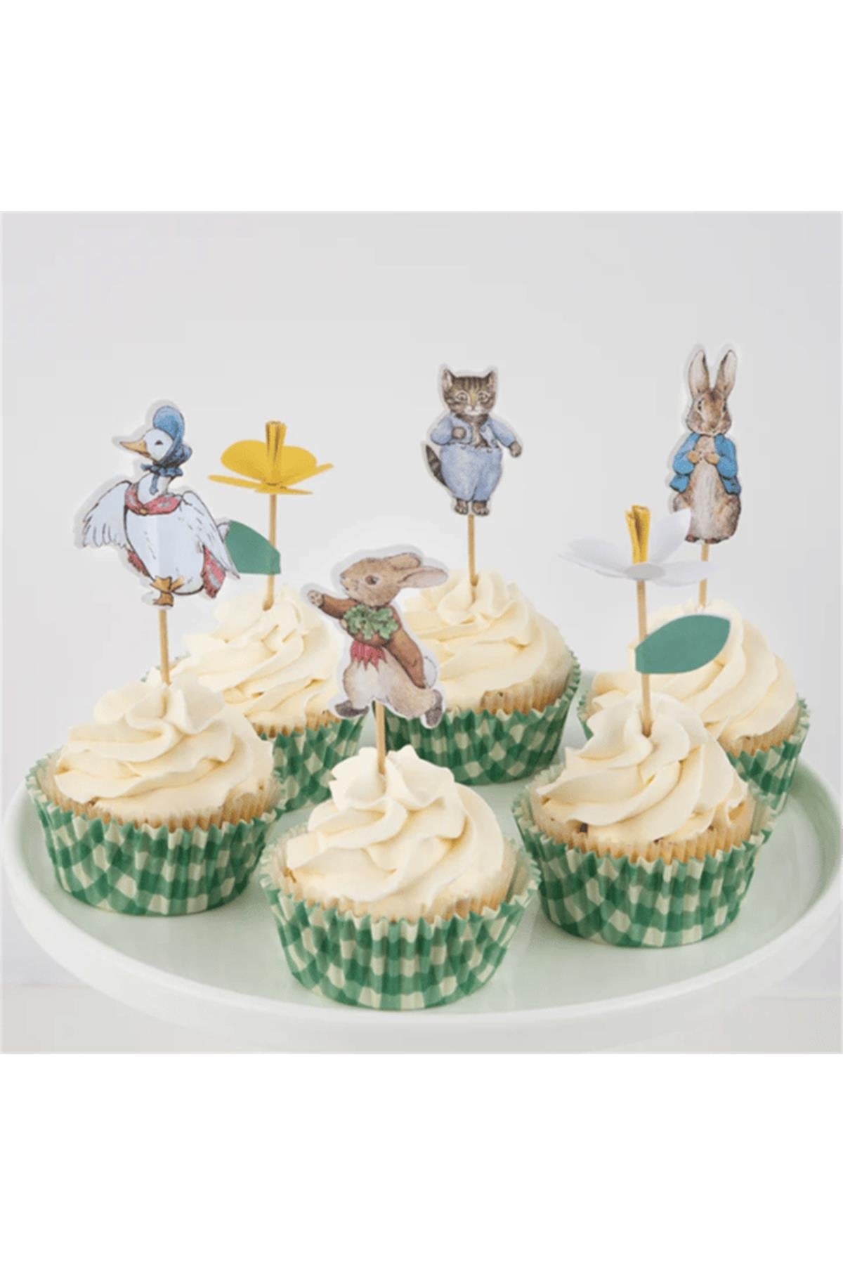 Meri Meri - Peter Rabbit In The Garden Cupcake Kit - Peter Rabbit Bahçede Cupcake Kiti - 24lü Çok Renkli
