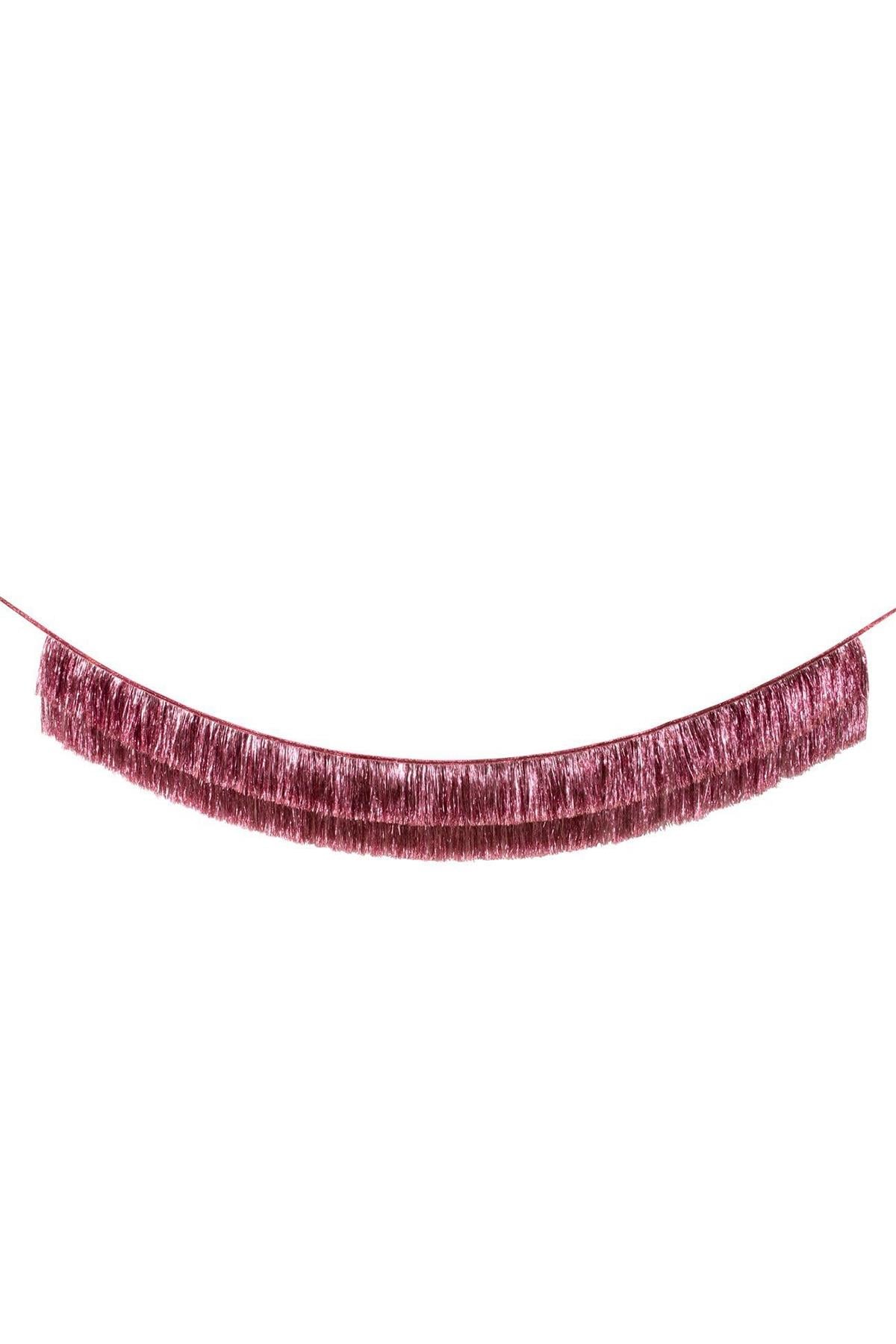 Meri Meri - Pink Tinsel Fringe Garland - Pembe Püsküllü Asılan Süs Çok Renkli