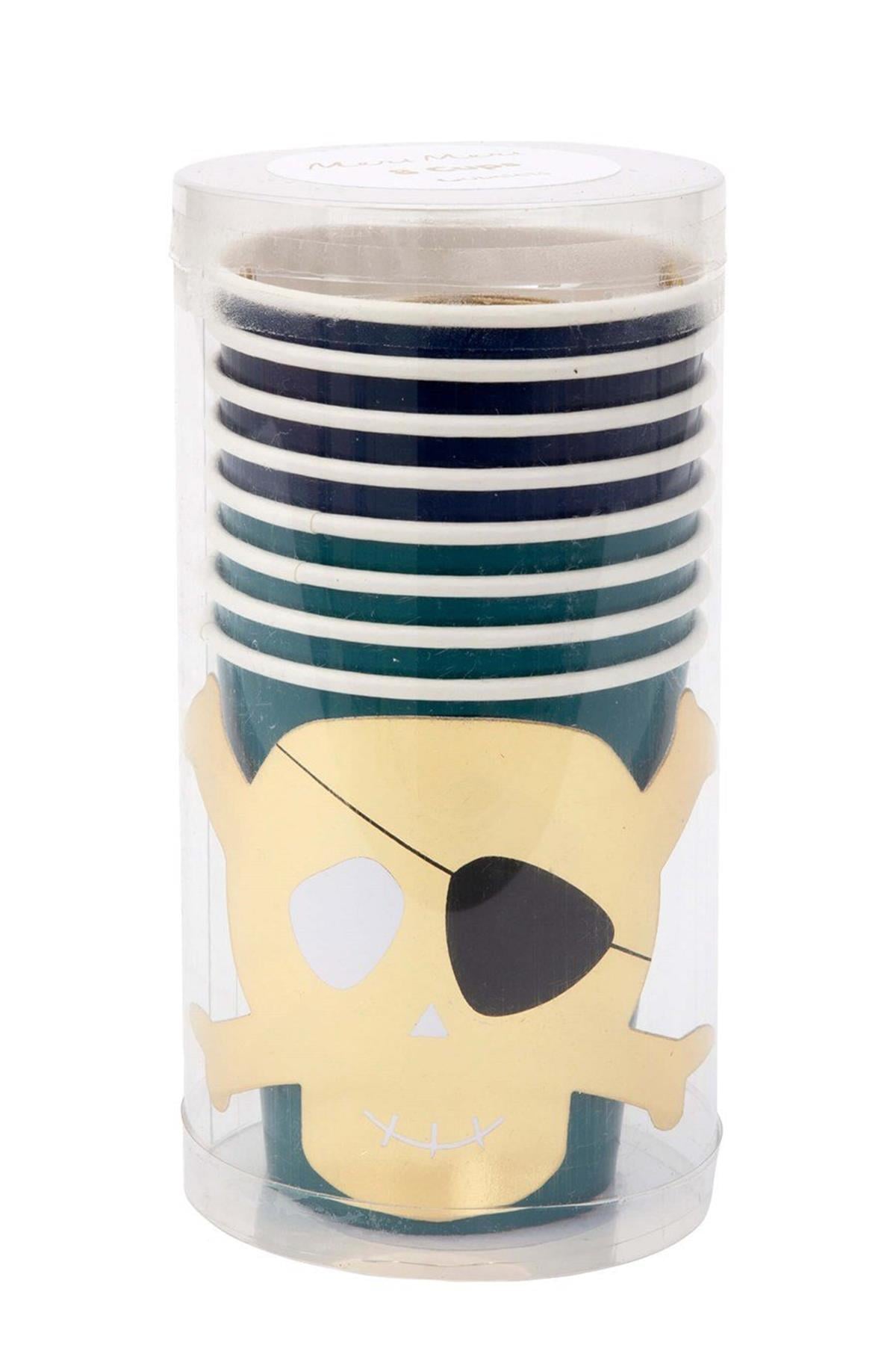 Meri Meri - Pirates Party Cups - Korsan Parti Bardakları - 8li Çok Renkli