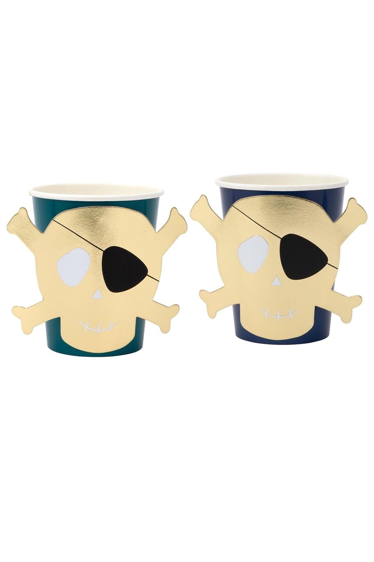 Meri Meri - Pirates Party Cups - Korsan Parti Bardakları - 8li Çok Renkli