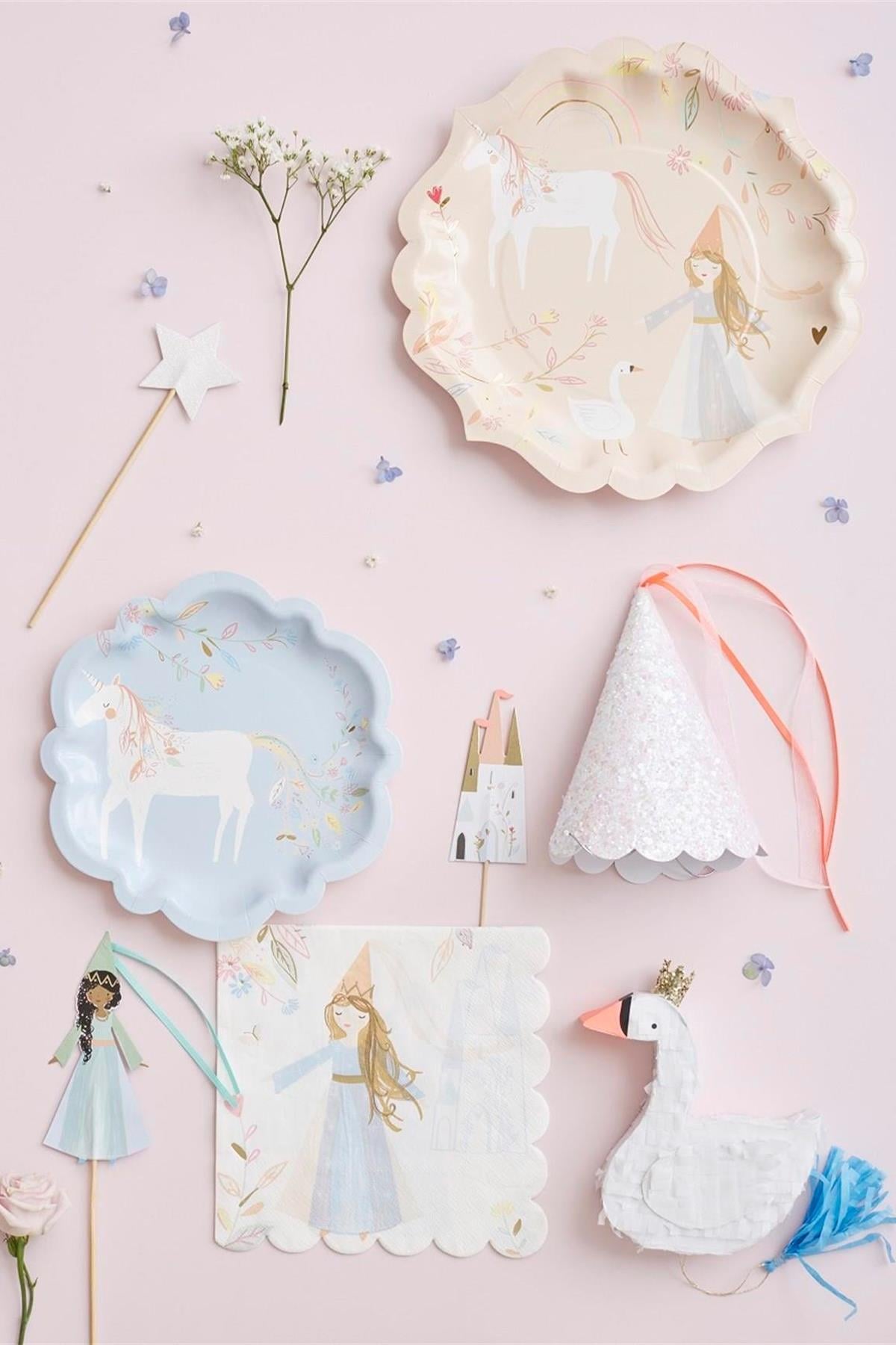 Meri Meri - Princess Plates - Prenses Tabak - L Çok Renkli