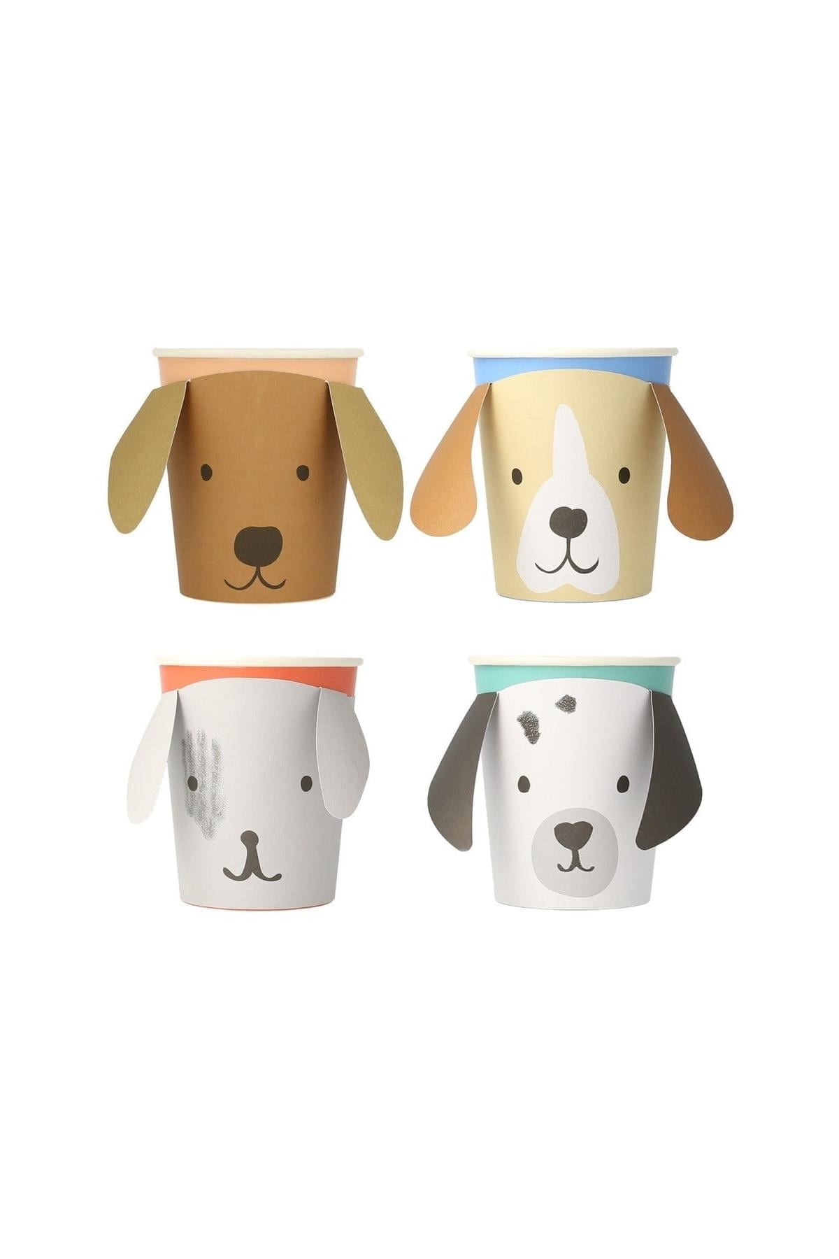 Meri Meri - Puppy Cups - Yavru Köpek Bardaklar - 8li Çok Renkli